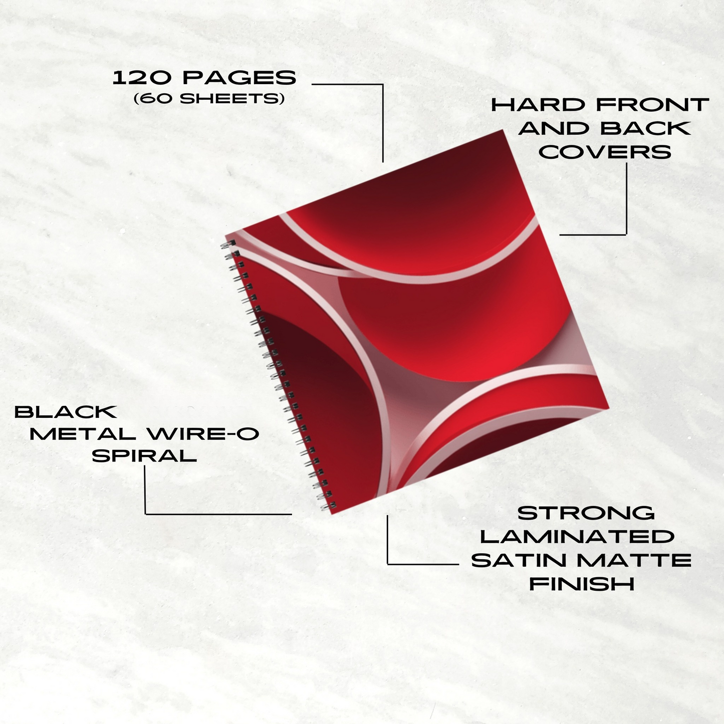 Crimson Curls 8.5"x8.5" Hardcover Notebook