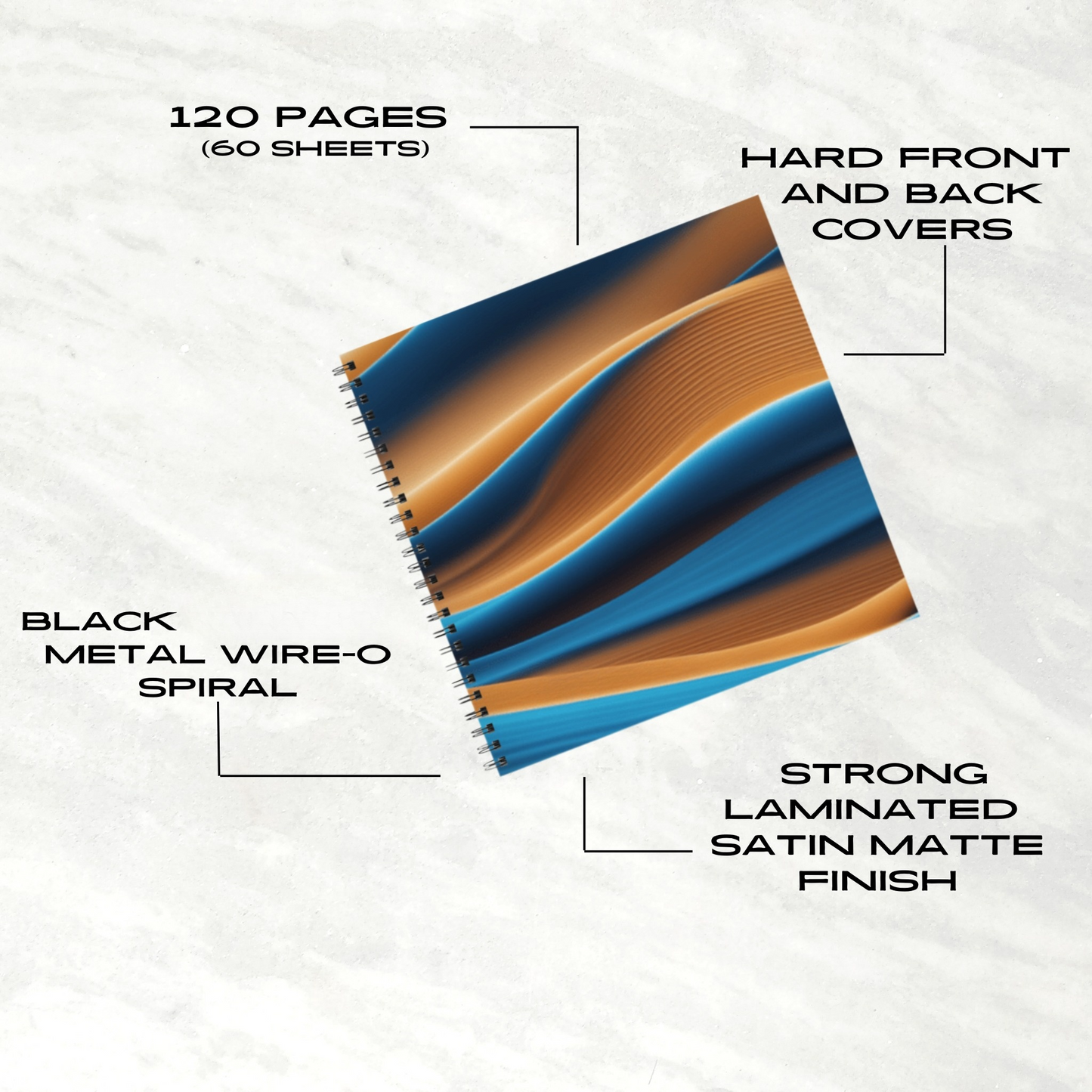 Desert Waves 8.5"x8.5" Hardcover Notebook
