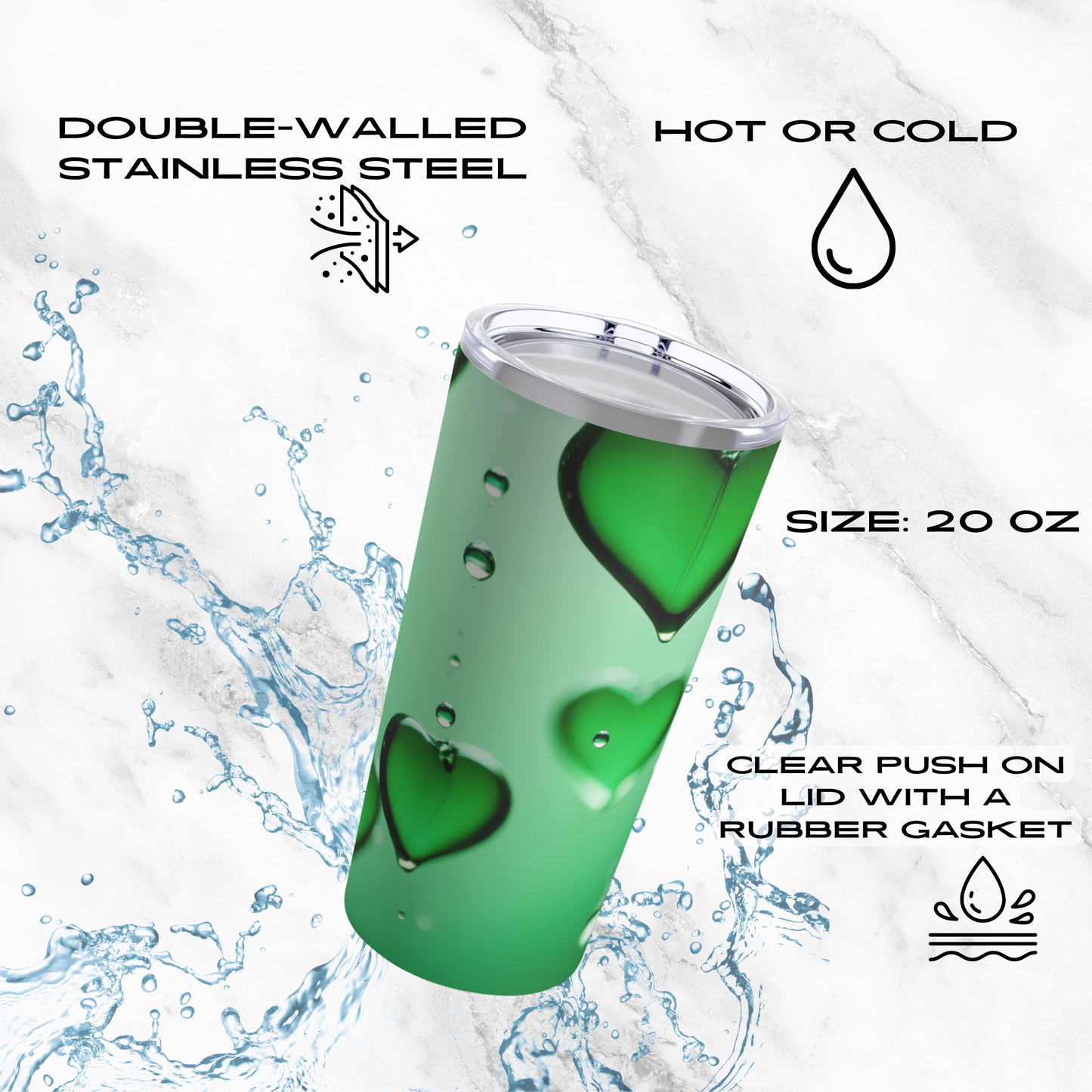 Emerald Heart Drops 20oz Tumbler