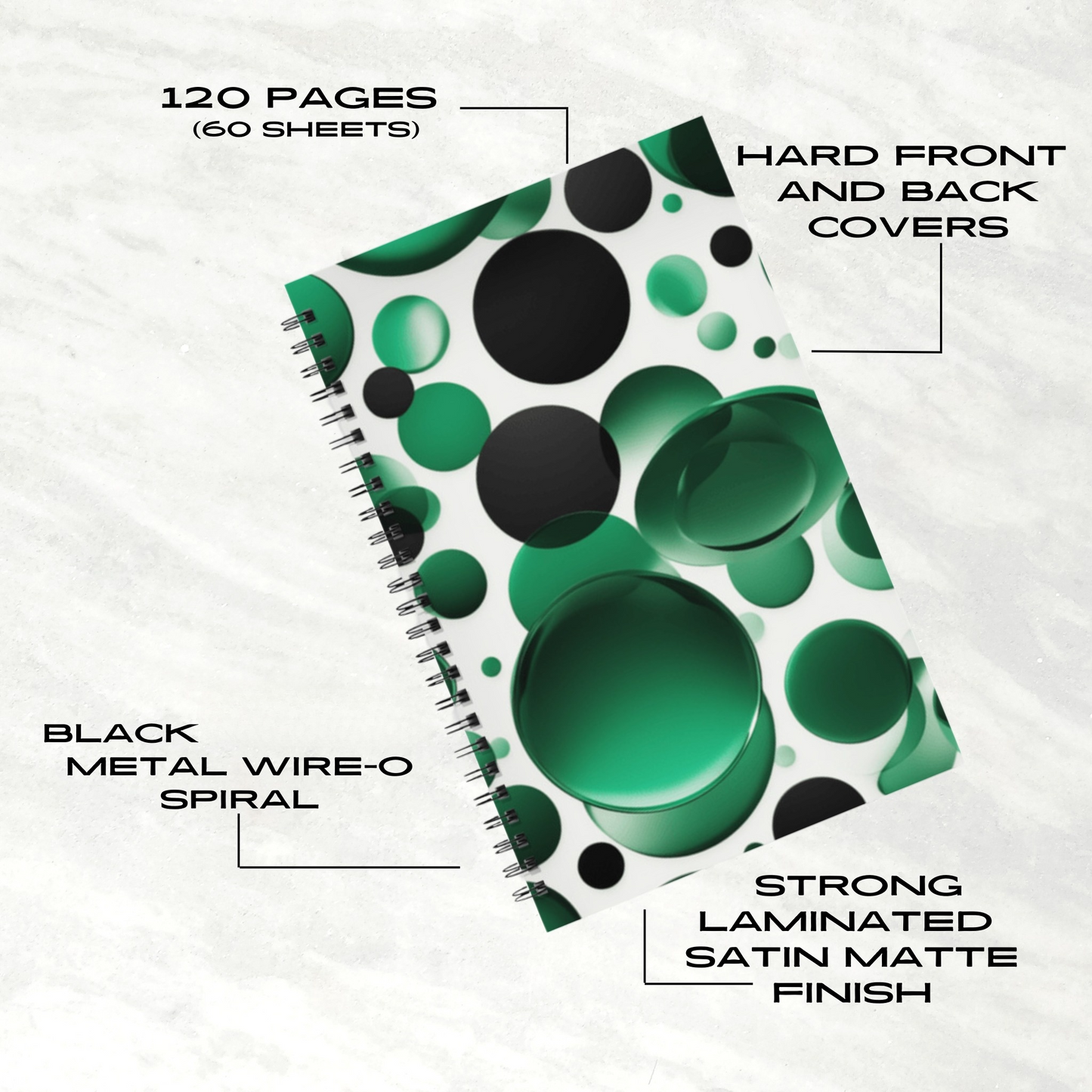 Emerald Bubbles 5.5"x8.5" Hardcover Planner