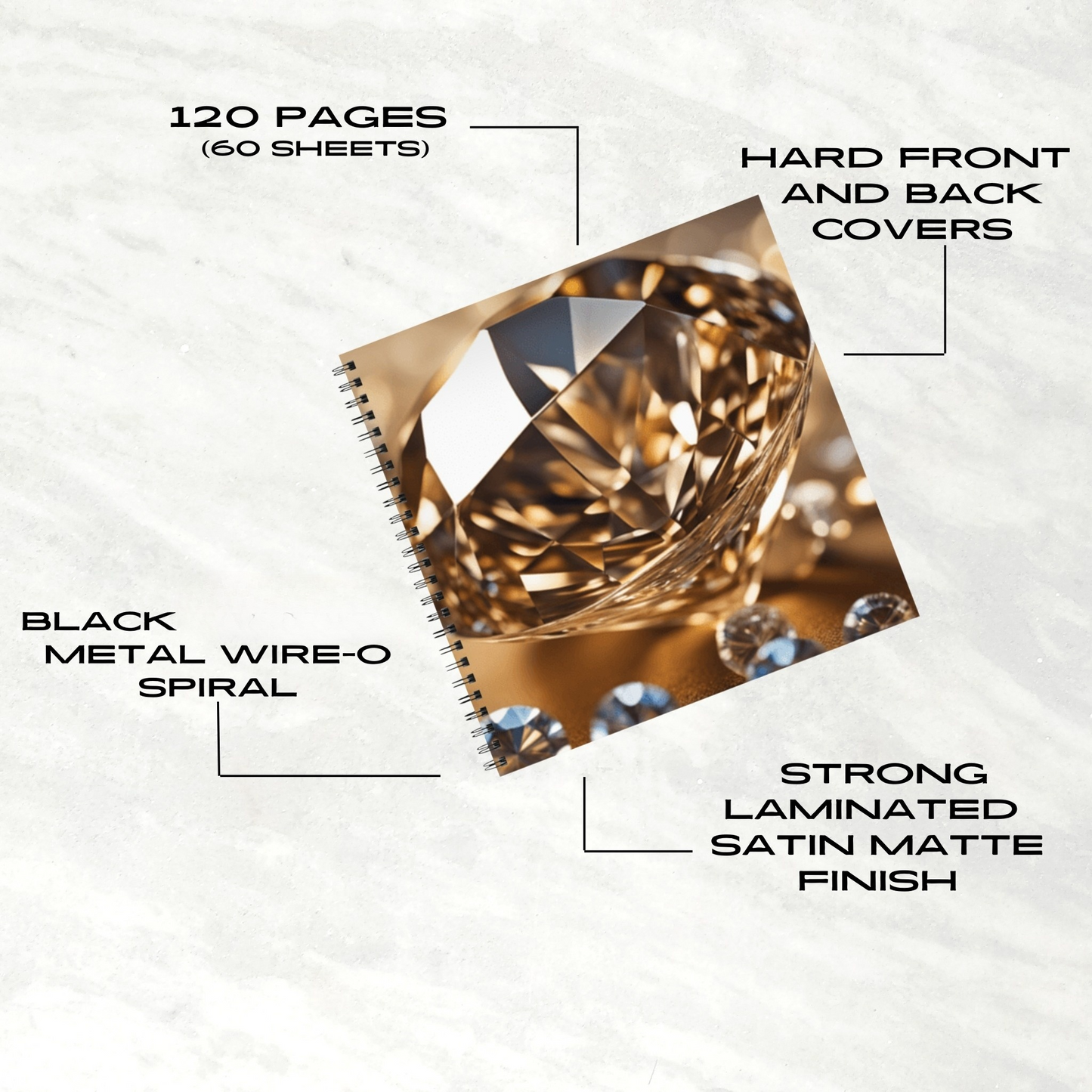 Golden Glimmer 8.5" x 8.5" Hardcover Notebook
