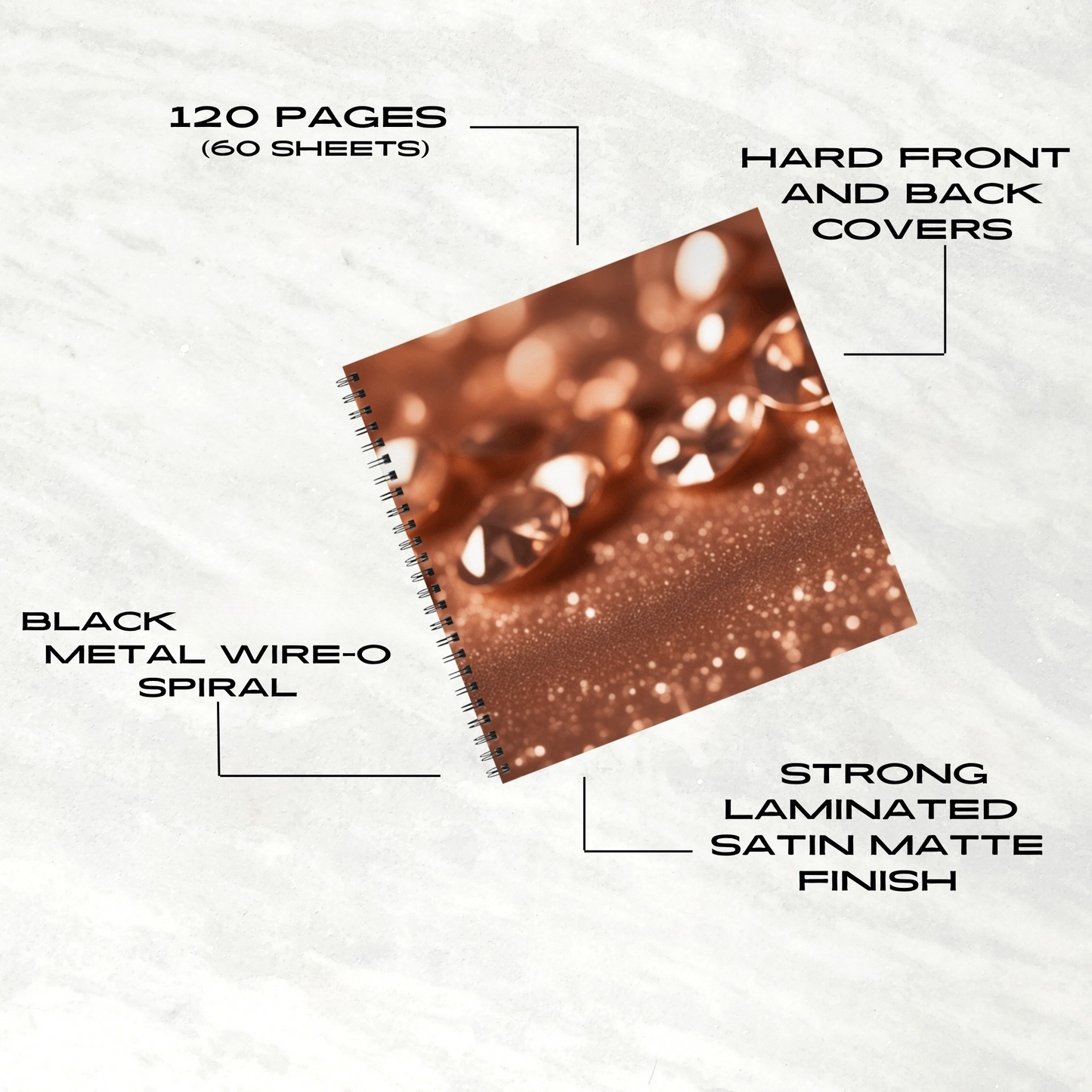 Golden Glimmer 8.5"x8.5" Hardcover Notebook