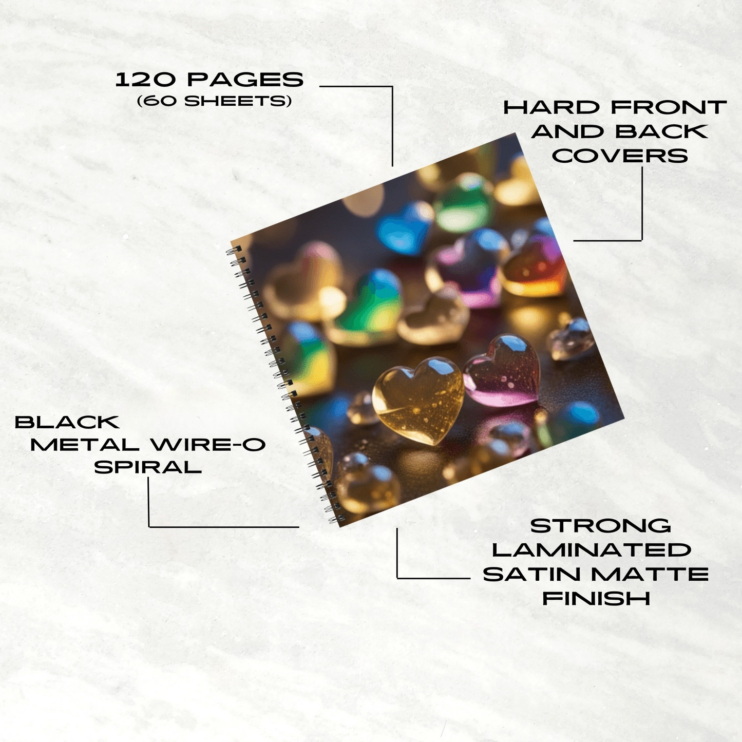 Golden Love Glow 8.5"x8.5" Hardcover Notebook