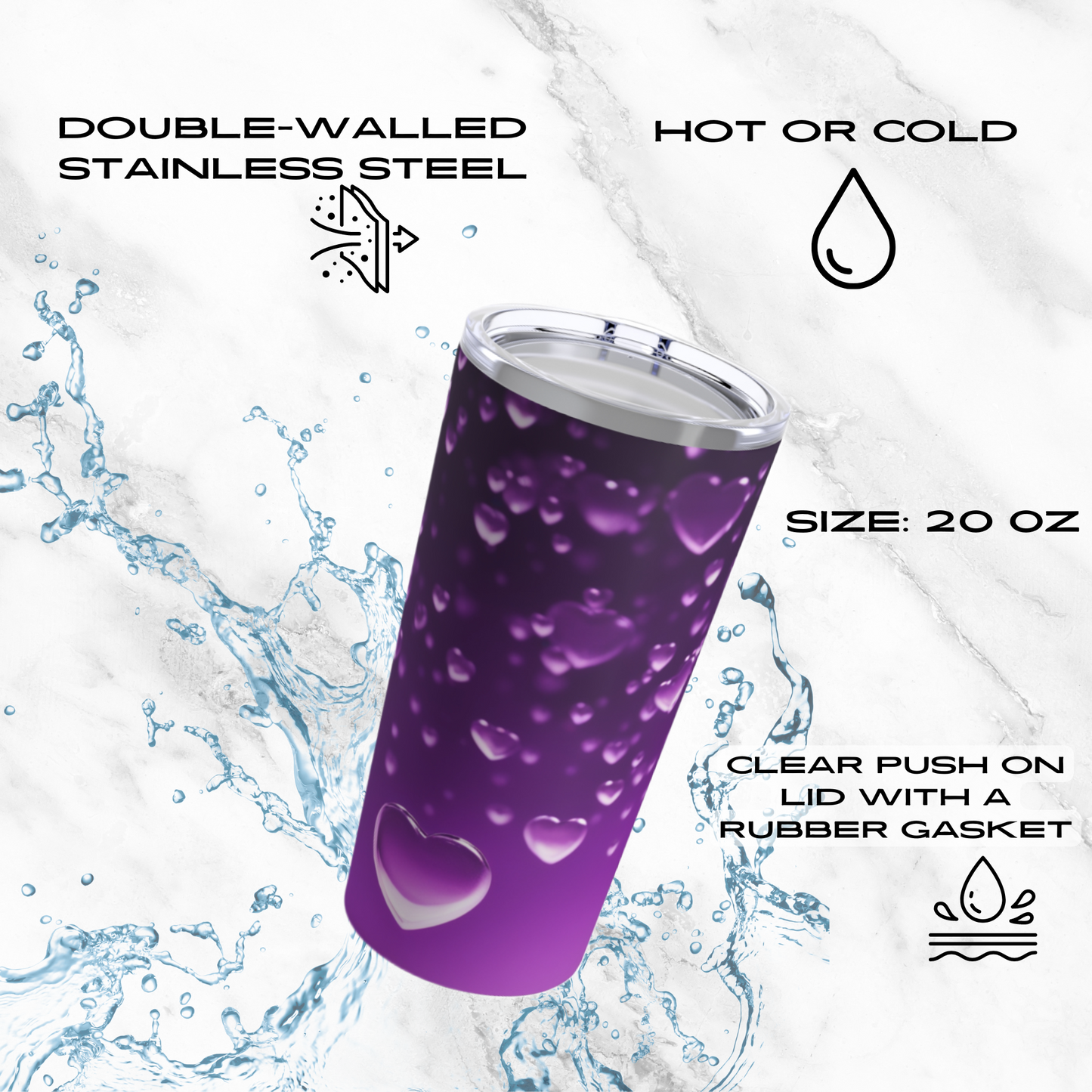 Purple Heart Shower 20oz Tumbler