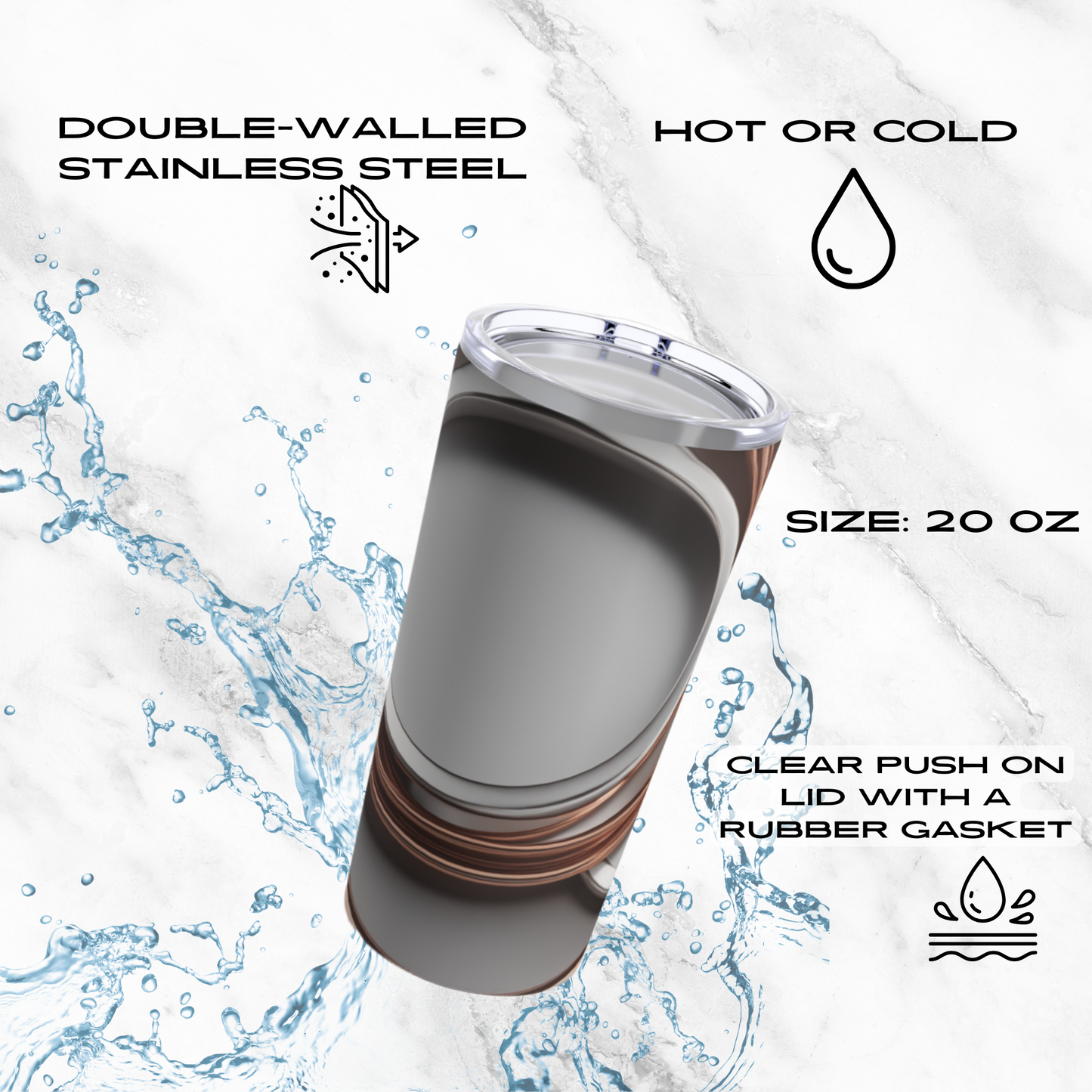 Rose Gold Waves 20oz Tumbler