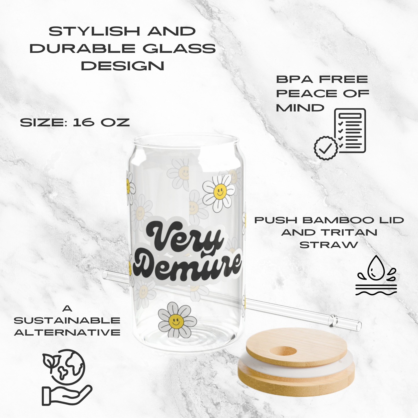 Very Demure 16oz Glass Tumbler | Soda Can