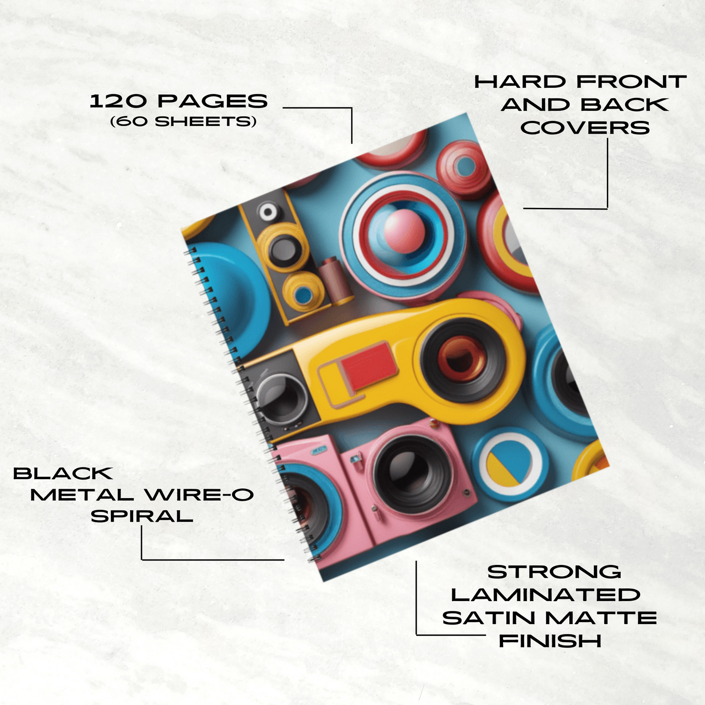 Camera Carnival 8.5"x11" Hardcover Notebook