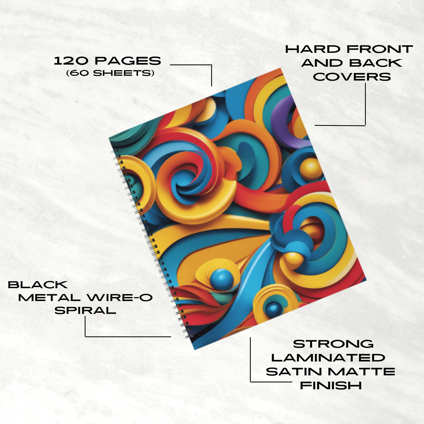 Swirl Fiesta 8.5"x11" Hardcover Notebook
