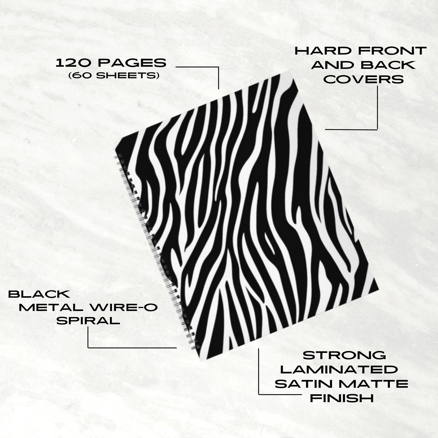 Zebra Zen 8.5”x11” Hardcover Notebook
