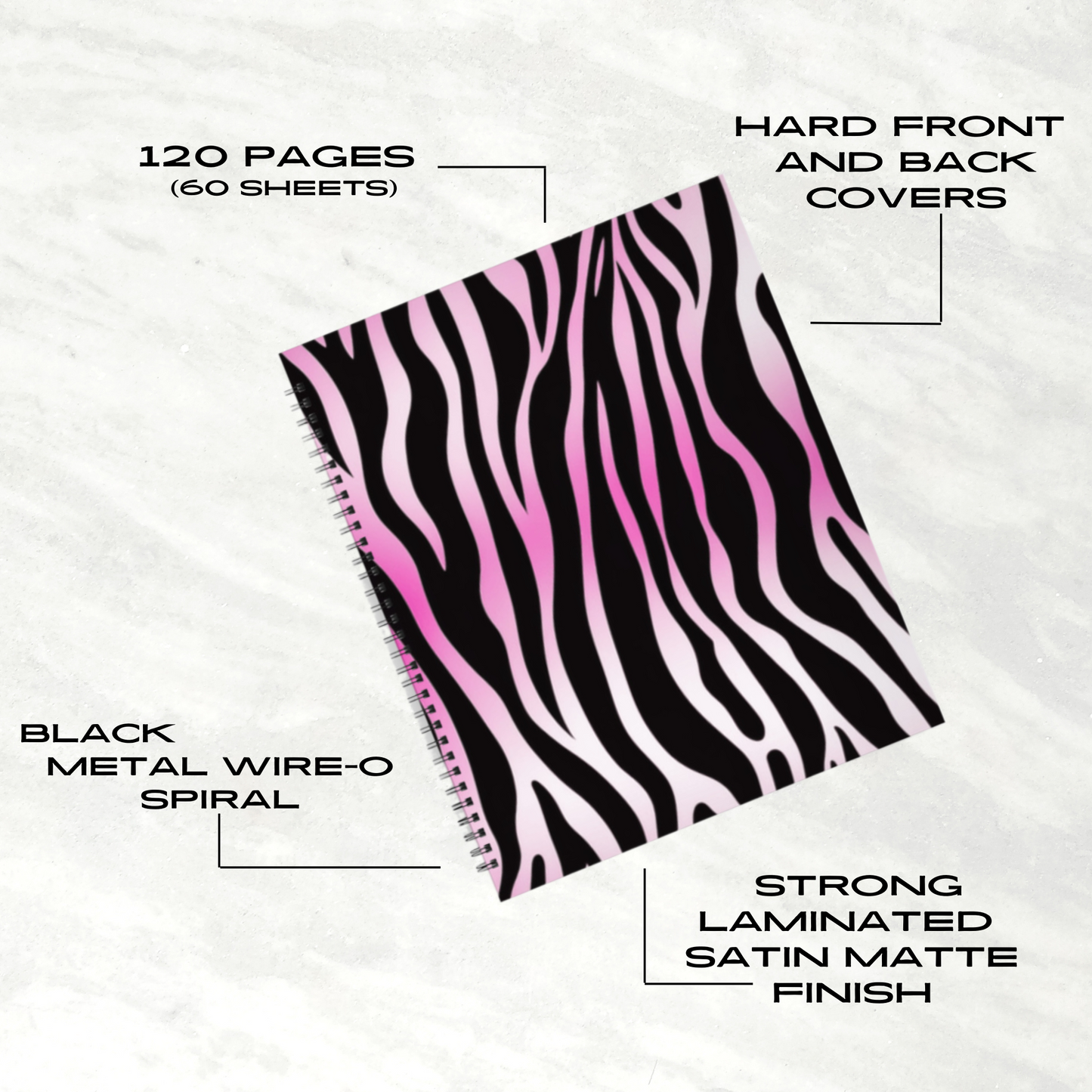 Electric Stripes 8.5”x11” Hardcover Notebook