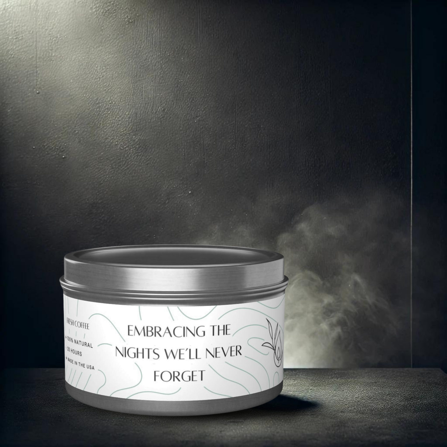 8oz Fresh Coffee Silver Tin Candle – Unforgettable Nights