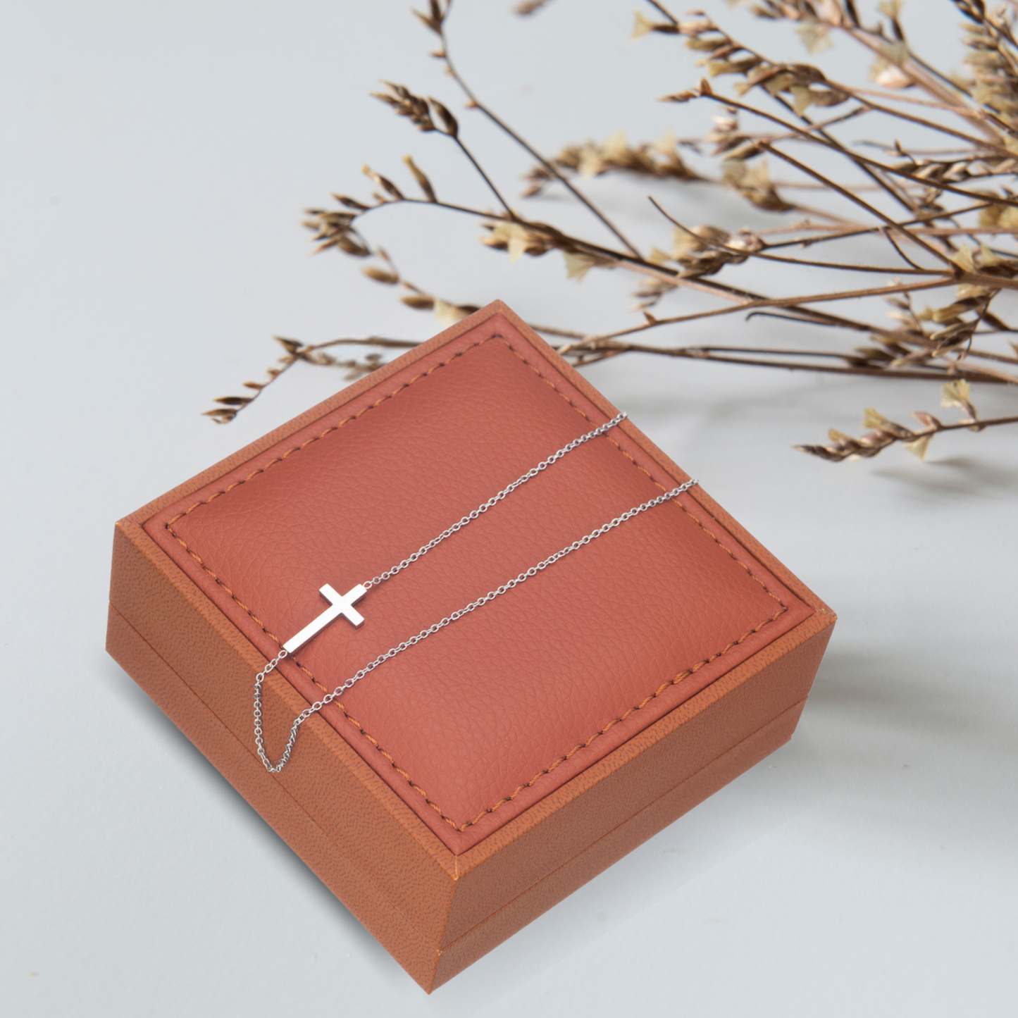 Graceful Strength - Sideways Cross Necklace