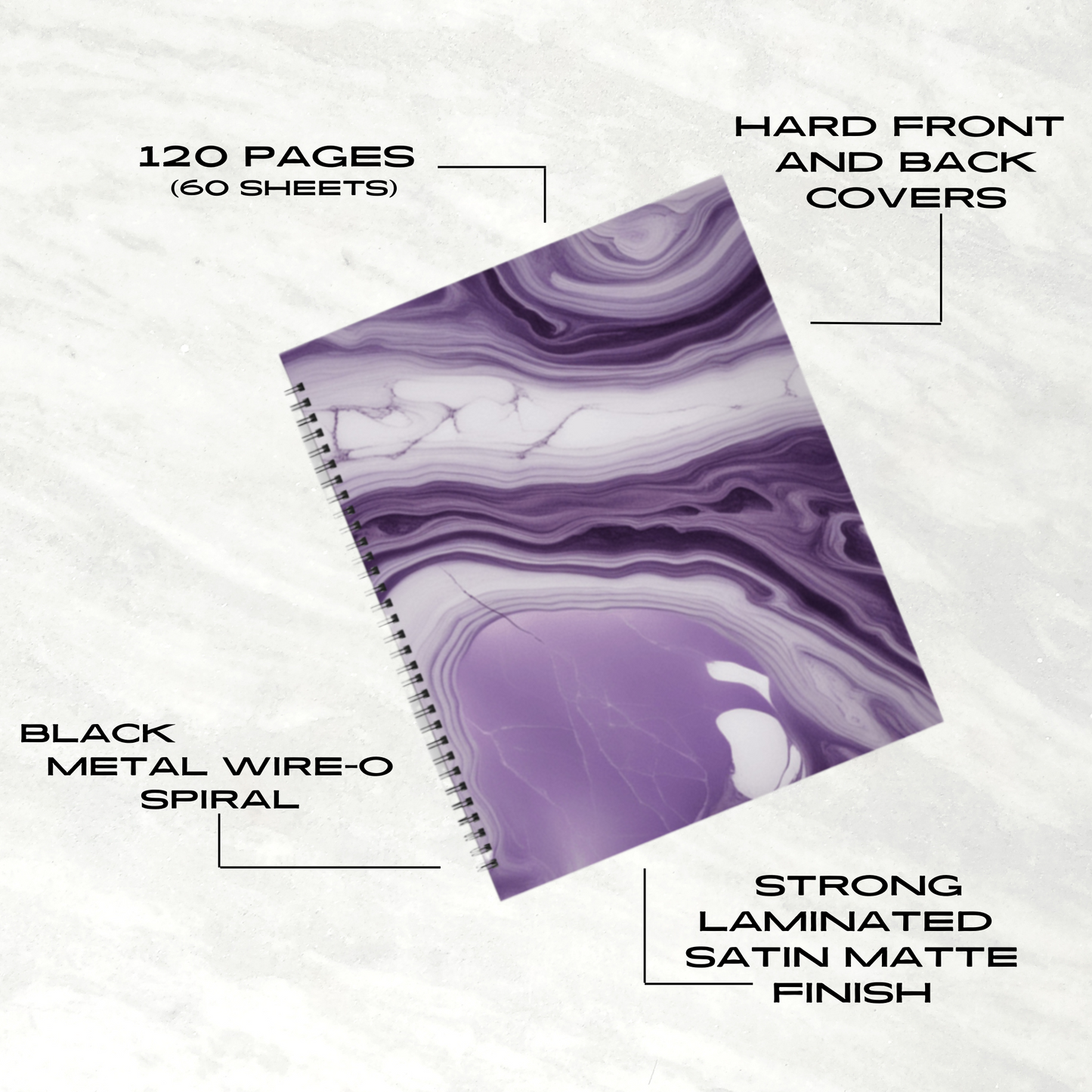 Lavender Swirl 8.5"x11" Hardcover Notebook