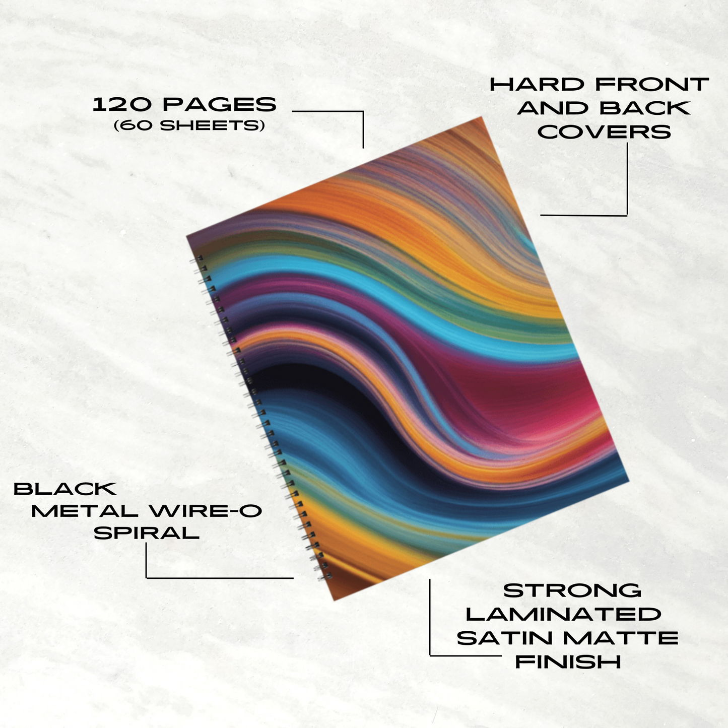 Cosmic Waves 8.5"x11" Hardcover Notebook