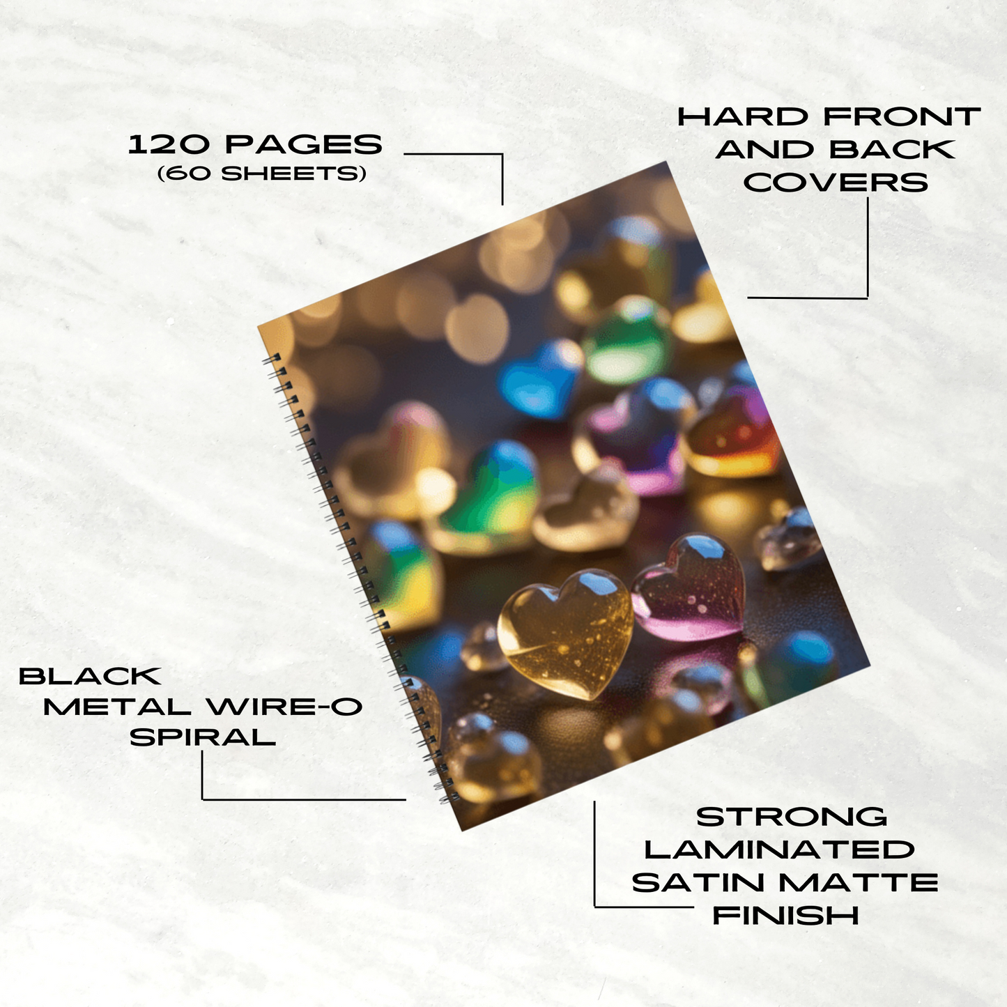 Golden Love Glow 8.5"x11" Hardcover Notebook
