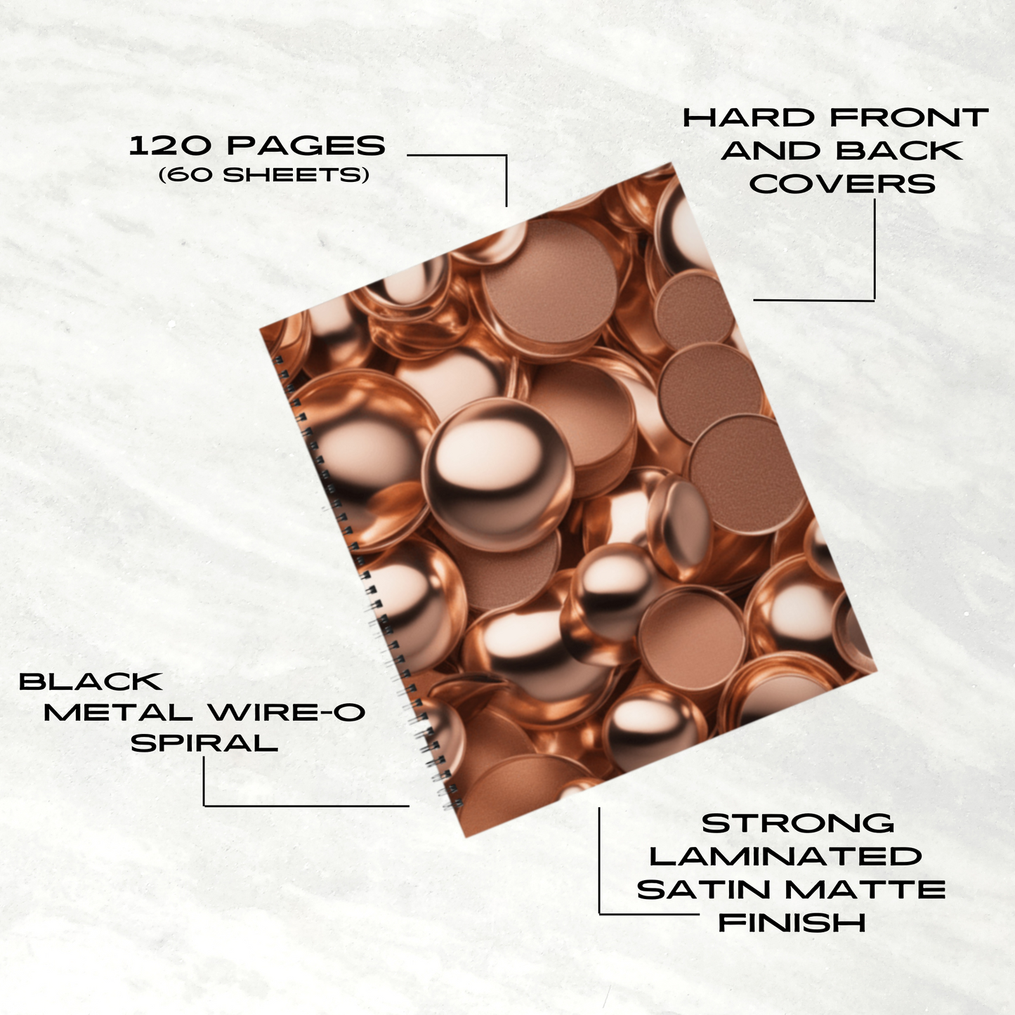 Coppery Curves 8.5"x11" Hardcover Notebook