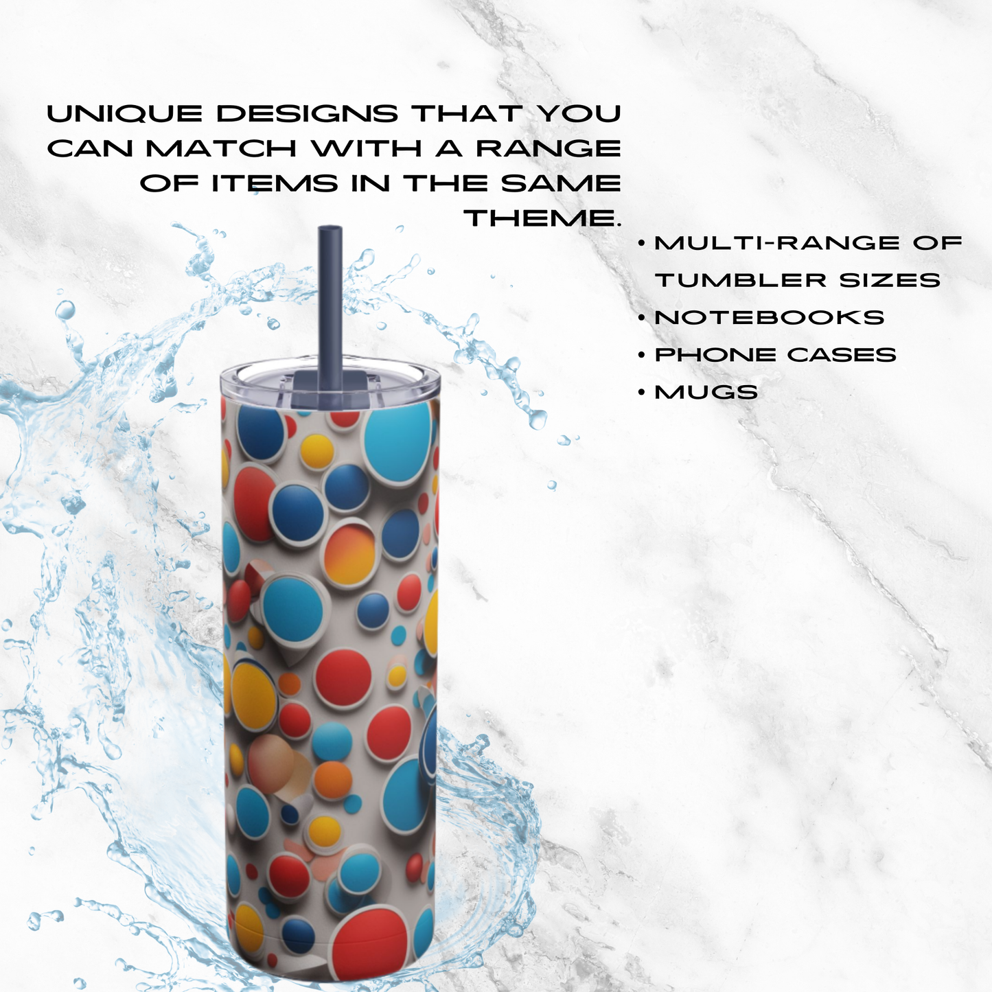 Bubble Burst 20oz Skinny Tumbler - With Straw