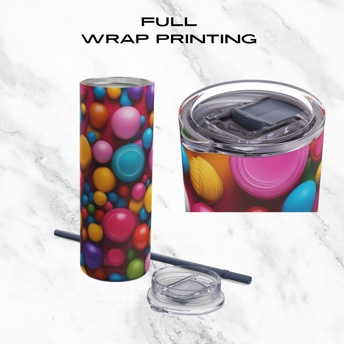 Bubble Pop 20oz Skinny Tumbler - With Straw