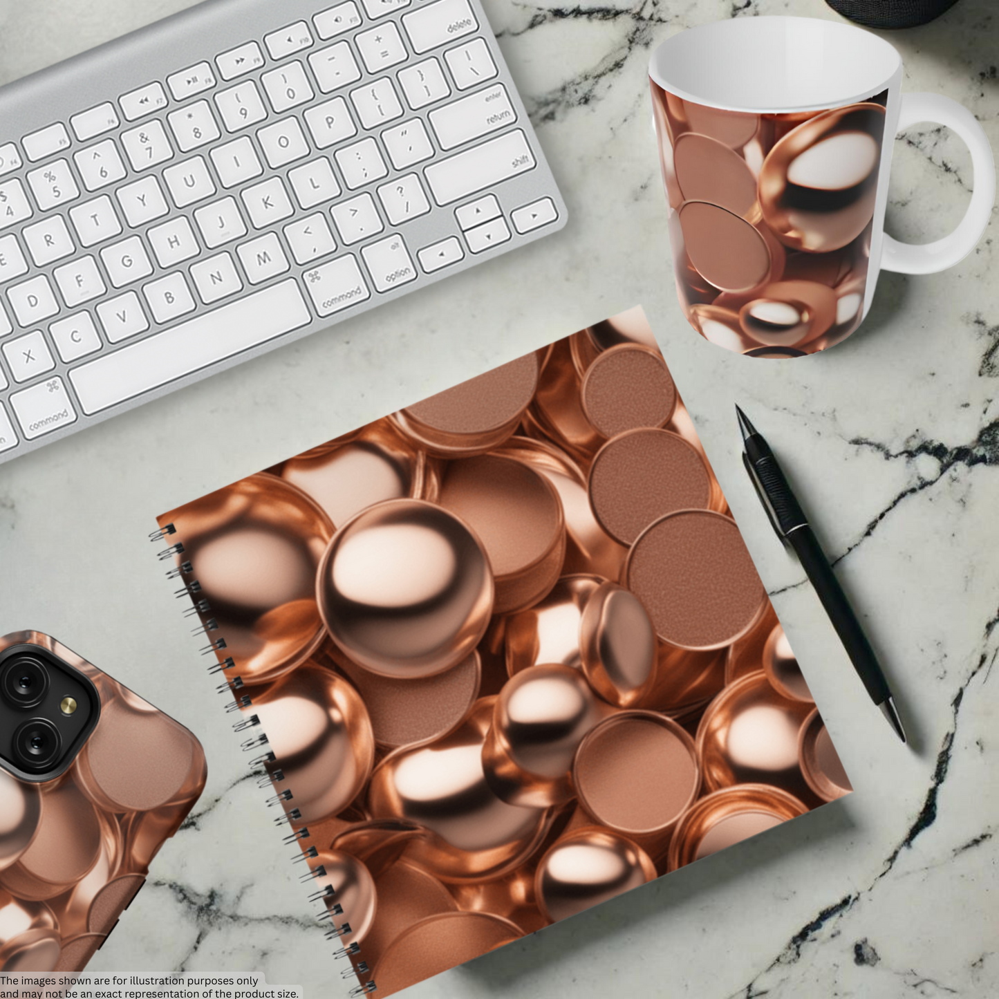Coppery Curves 8.5" x 8.5" Hardcover Notebook