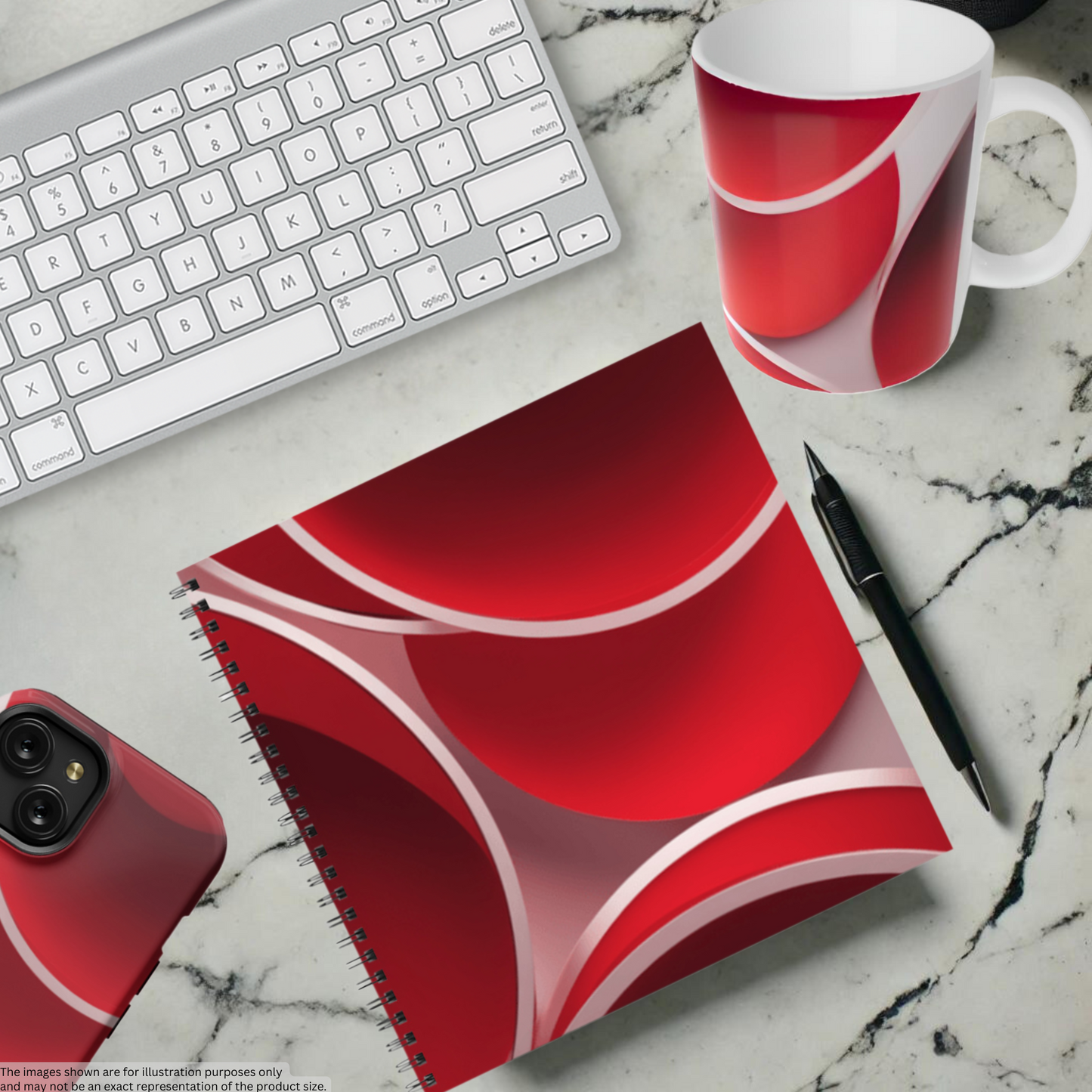 Crimson Curls 8.5"x8.5" Hardcover Notebook