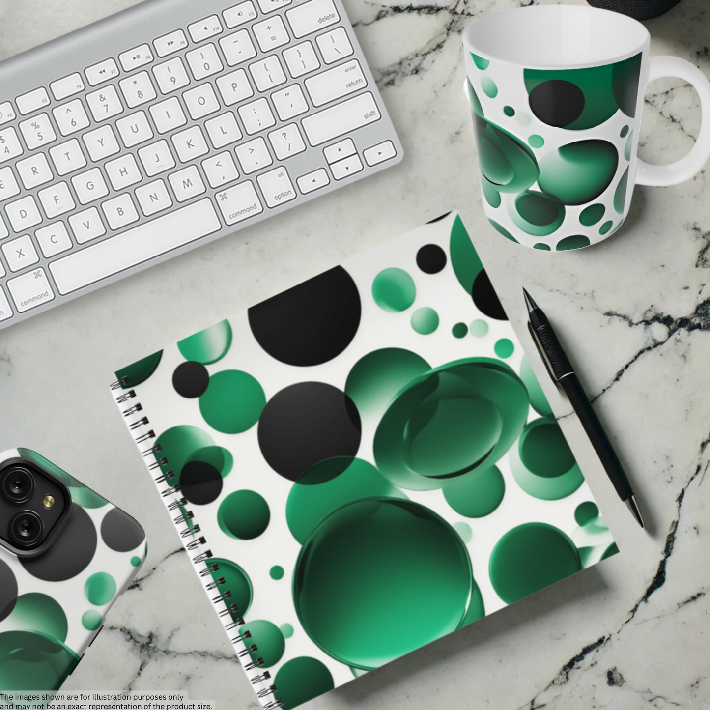 Emerald Bubbles 8.5"x8.5" Hardcover Notebook