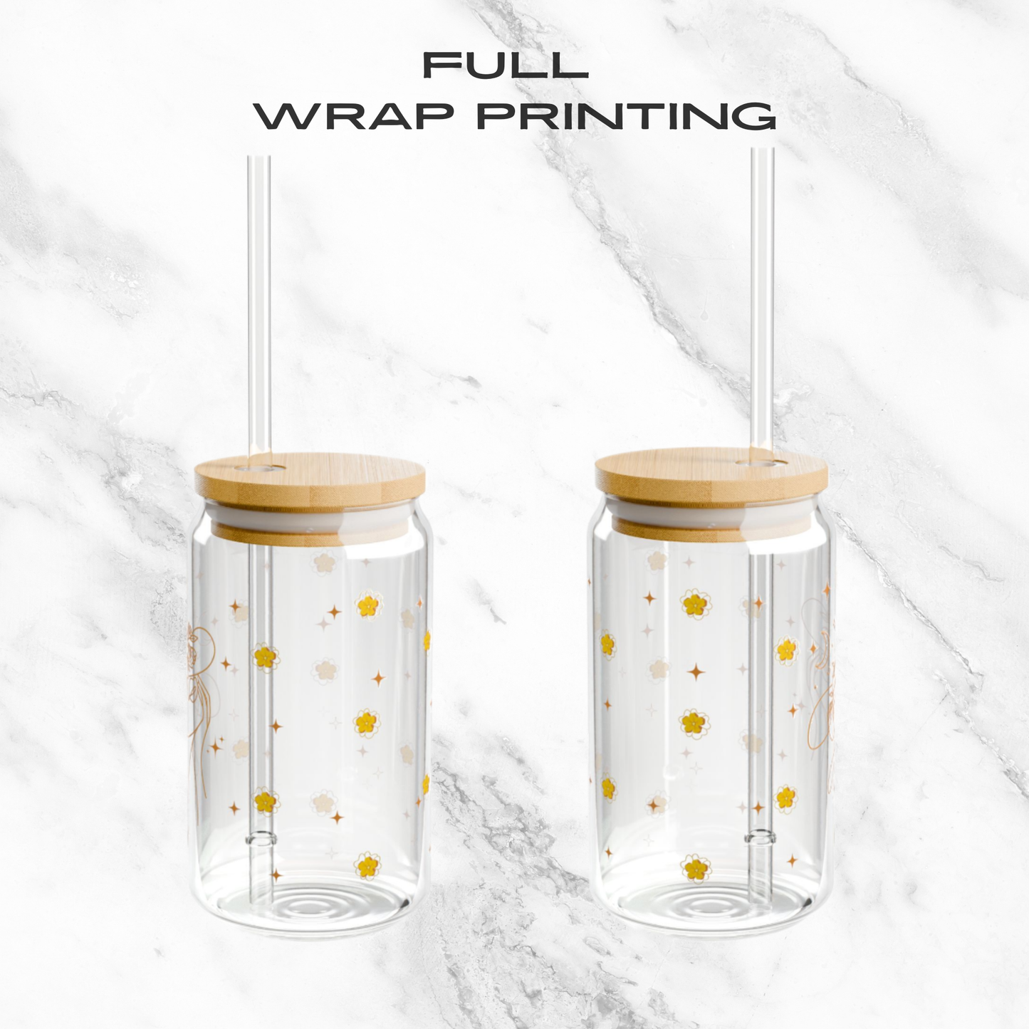 Moonlit Petals 16oz Glass Tumbler | Soda Can