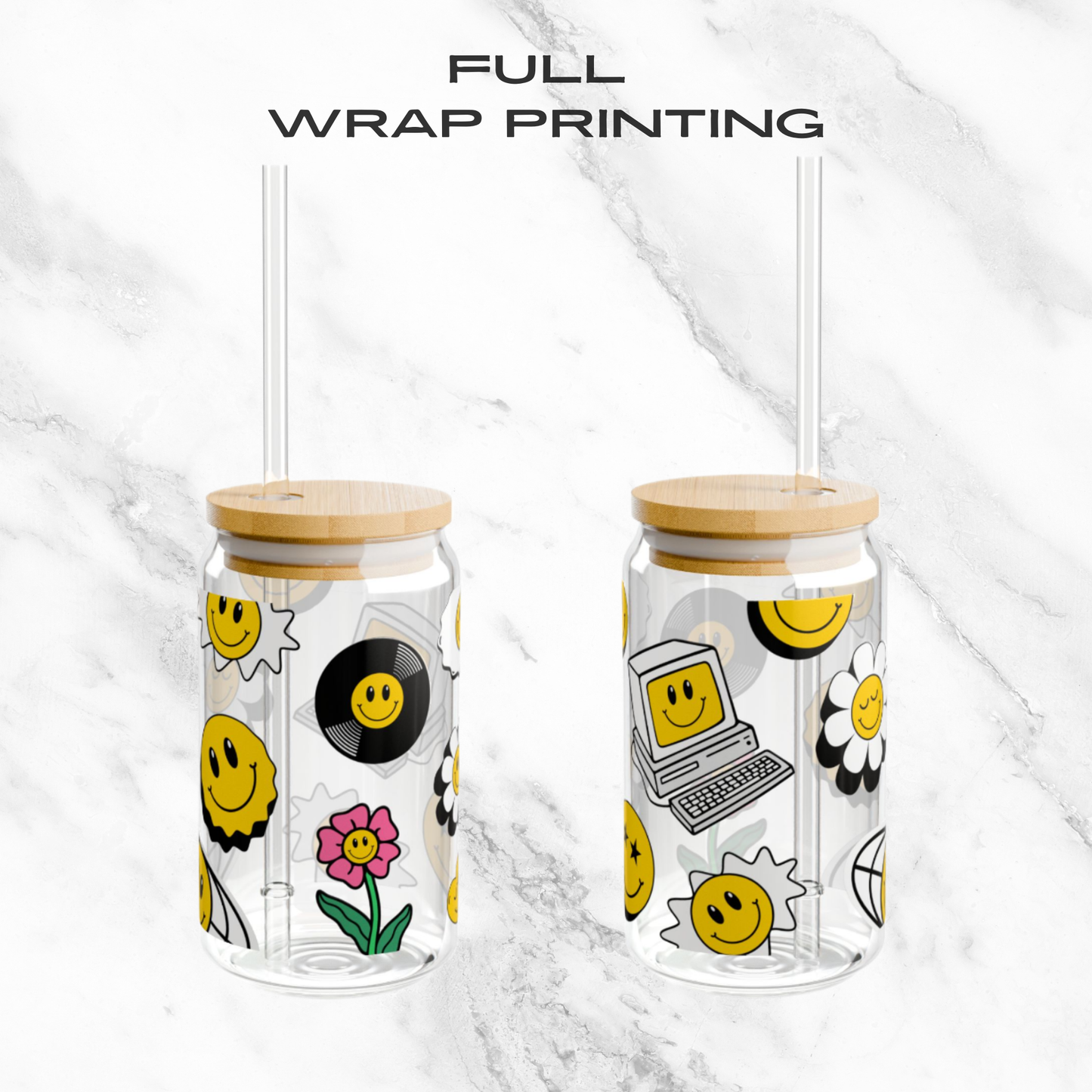 Smiley Daze 16oz Glass Tumbler | Soda Can