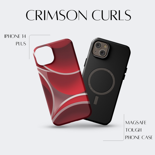 Crimson Curls - iPh 14 Plus MagSafe Tough Matte Finish
