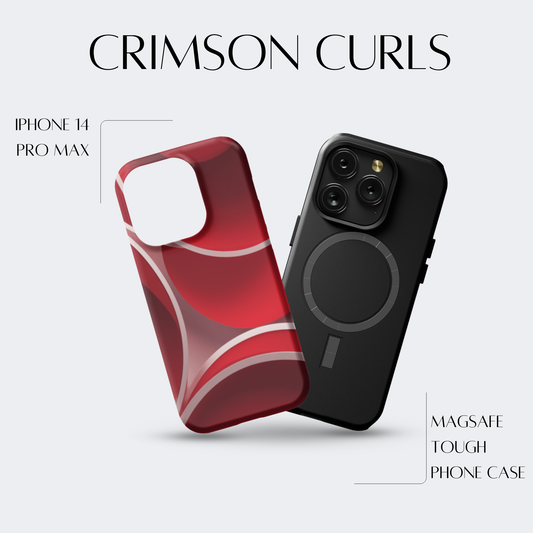 Crimson Curls - iPh 14 Pro Max MagSafe Tough Matte Finish