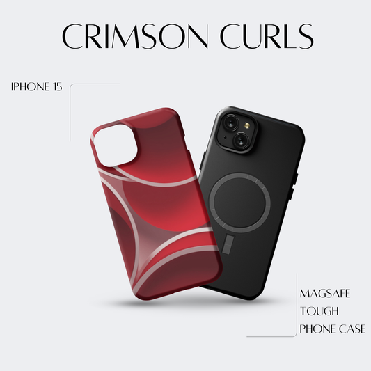 Crimson Curls - iPh 15 MagSafe Tough Matte Finish