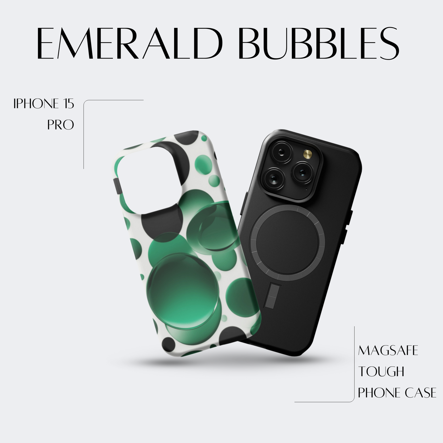 Emerald Bubbles - iPh 15 Pro MagSafe Tough Matte Finish