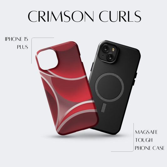 Crimson Curls - iPh 15 Plus MagSafe Tough Matte Finish