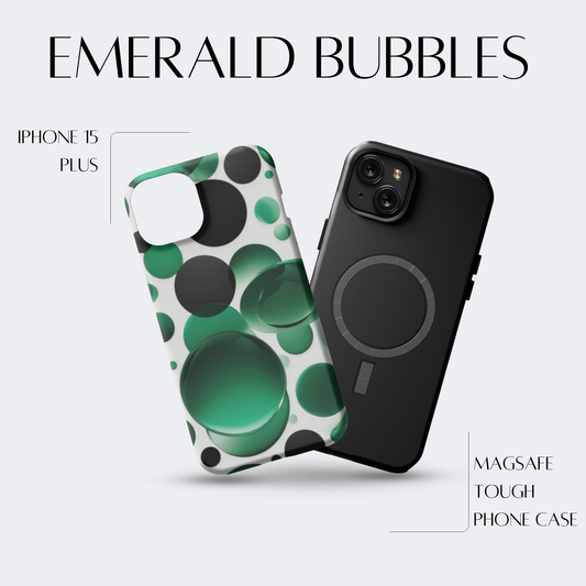 Emerald Bubbles - iPh 15 Plus MagSafe Tough Matte Finish