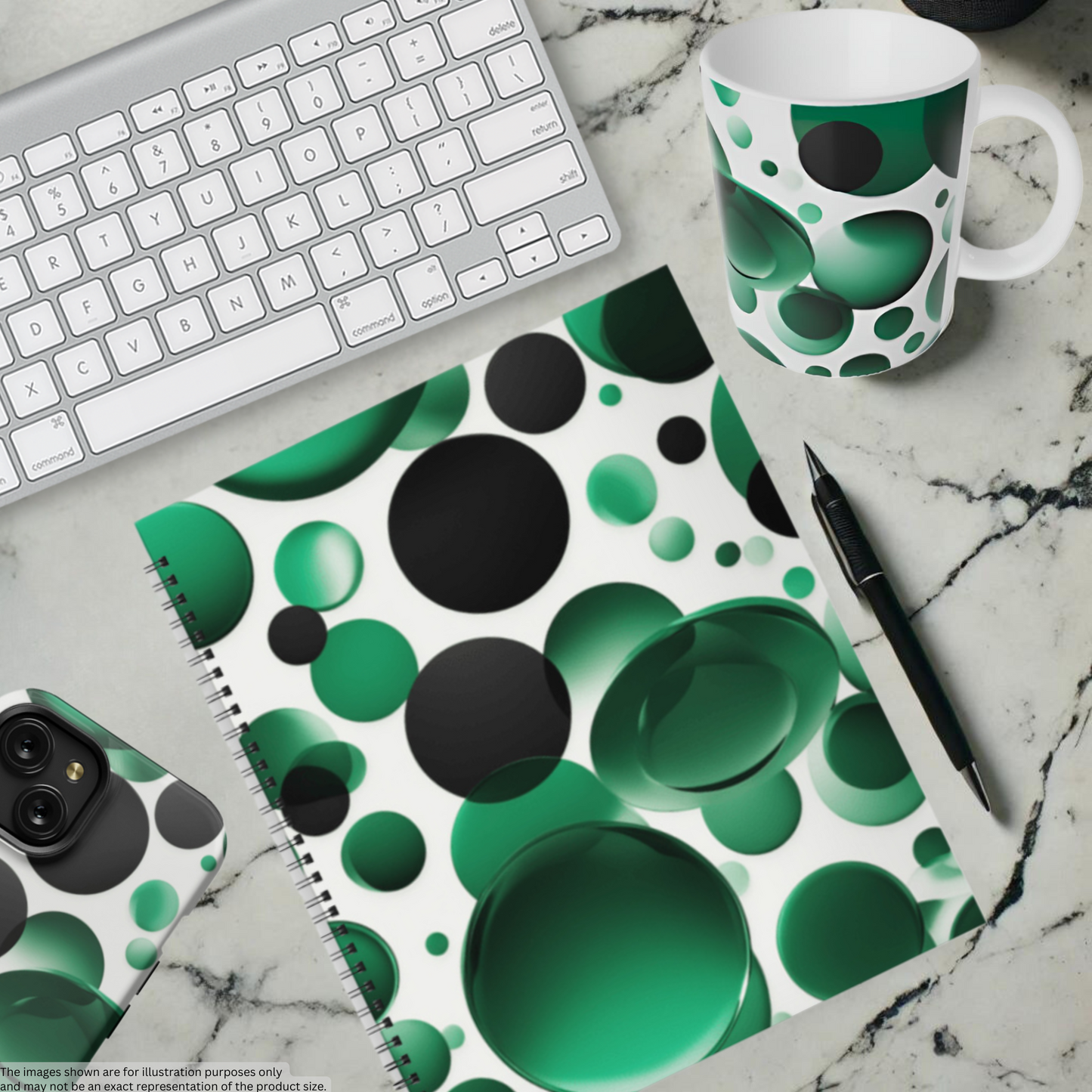 Emerald Bubbles 8.5"x11" Hardcover Notebook