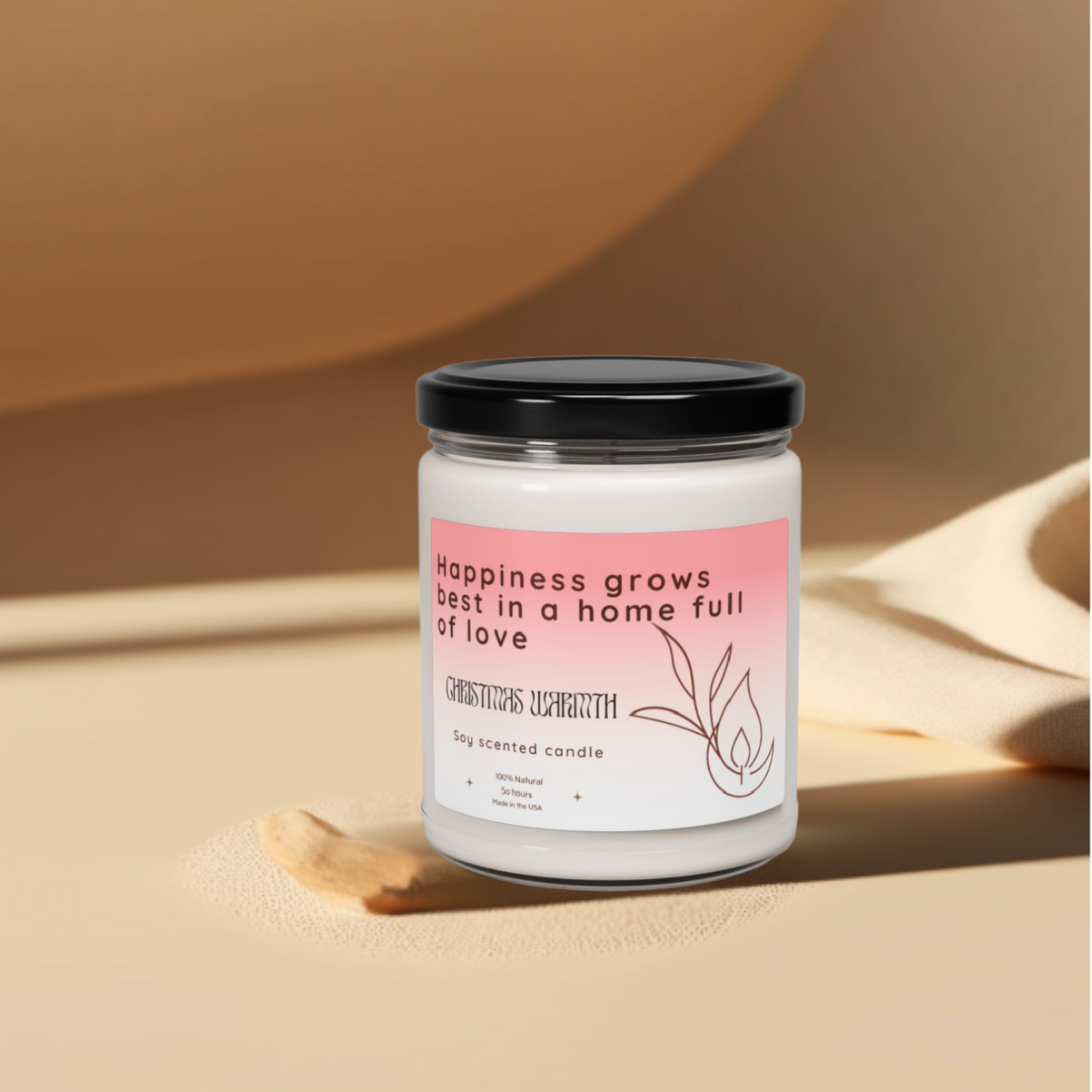 9oz Christmas Warmth Clear Candle – Love & Happiness at Home