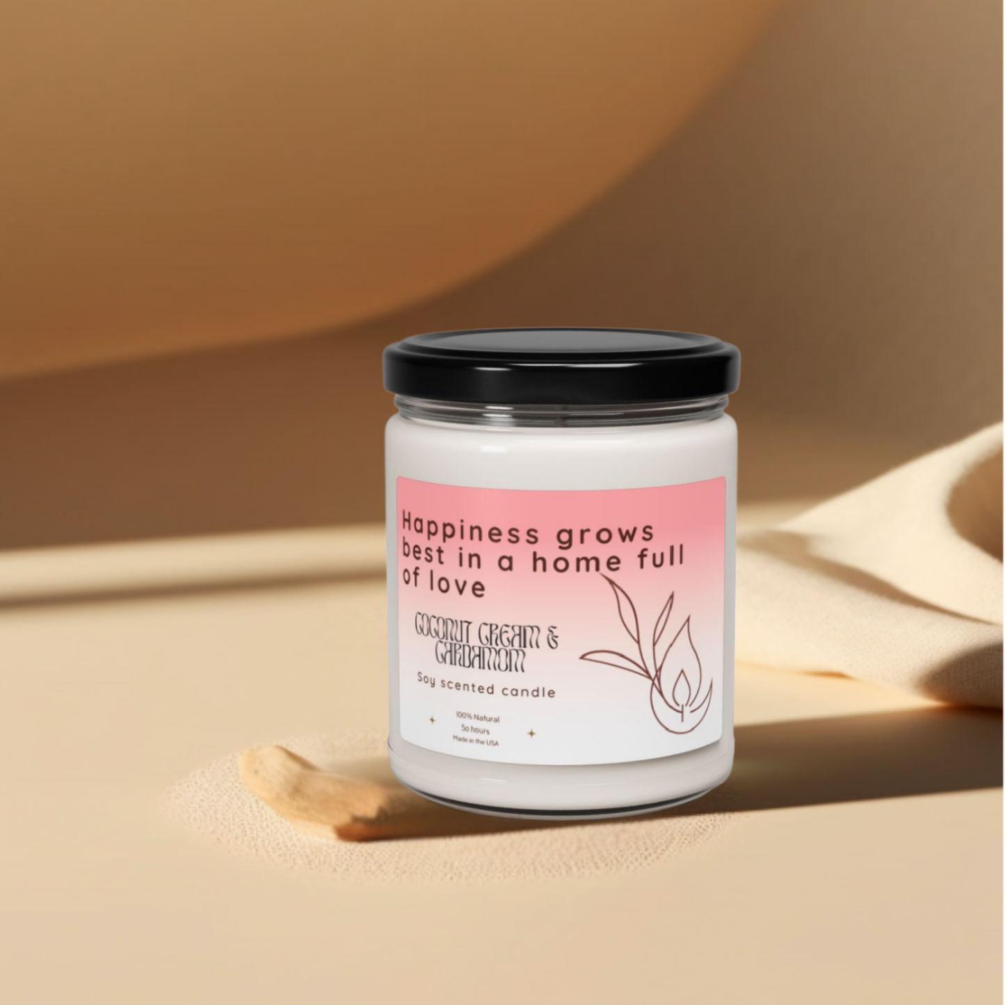 9oz Coconut Cream + Cardamom Clear Candle – Love & Happiness at Home