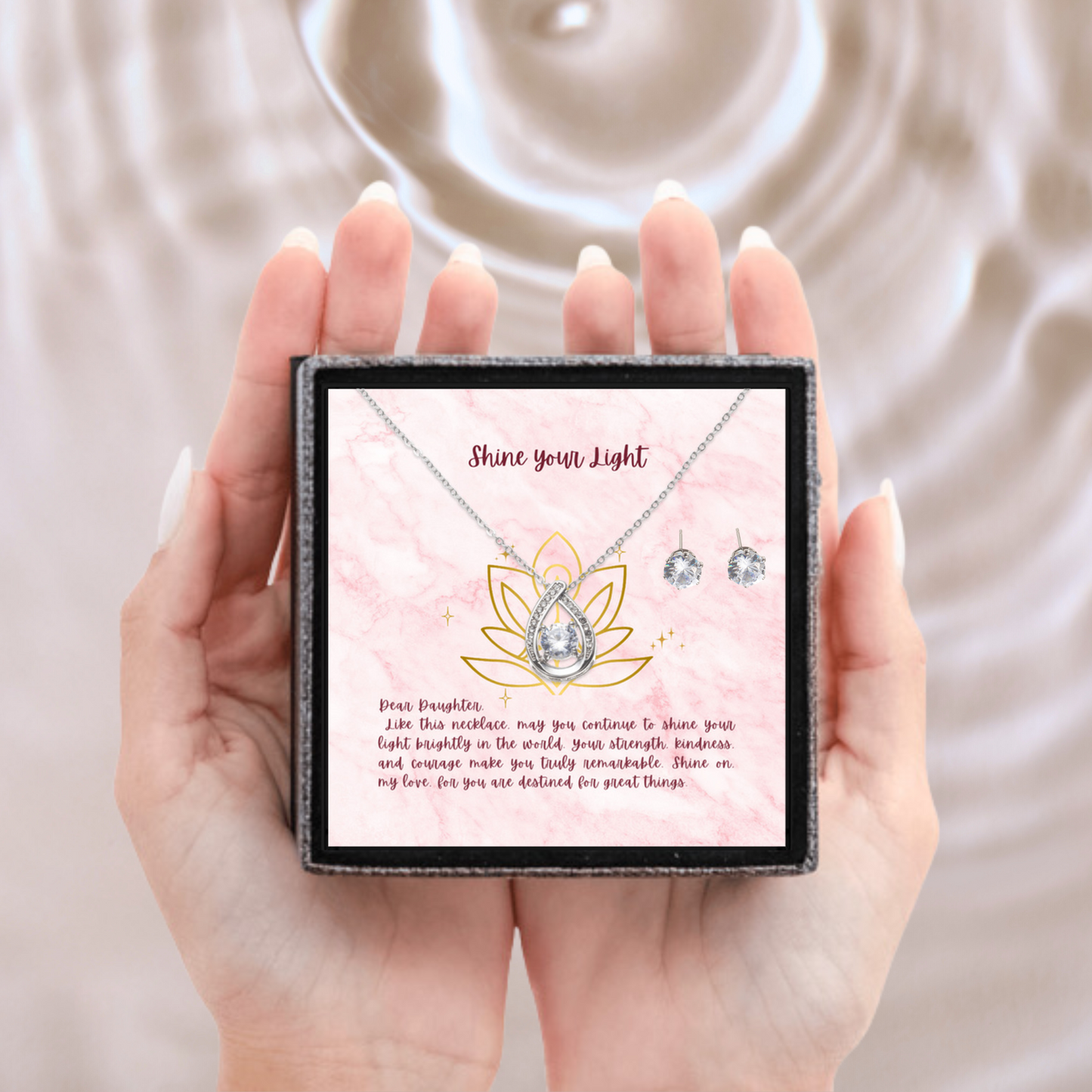 Radiant Strength - Floating Stone Necklace and Earring Set