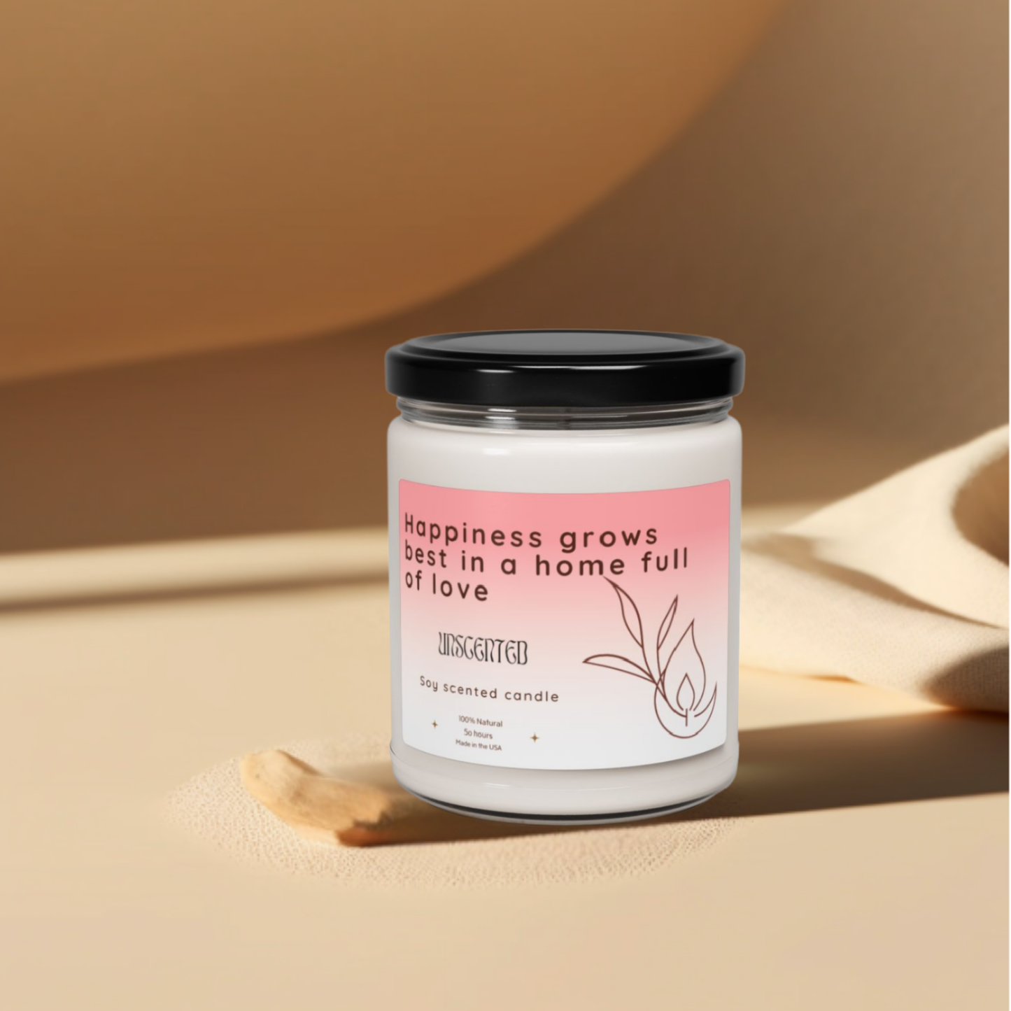 9oz Unscented Clear Candle – Love & Happiness at Home