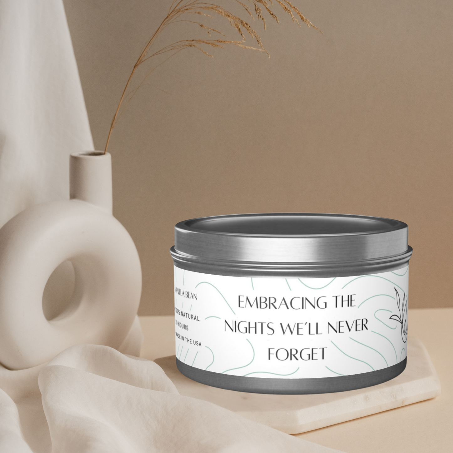 8oz Vanilla Bean Silver Tin Candle – Unforgettable Nights