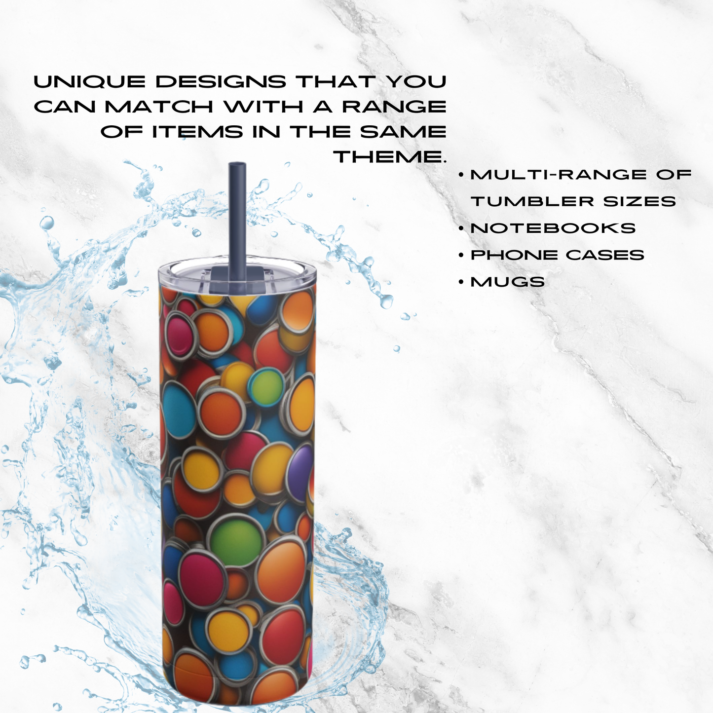 Candy Dots 20oz Skinny Tumbler - With Straw