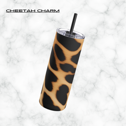 Cheetah Charm 20oz Skinny Tumbler - With Straw