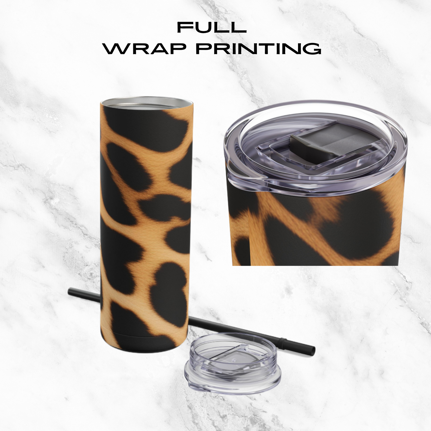 Cheetah Charm 20oz Skinny Tumbler - With Straw