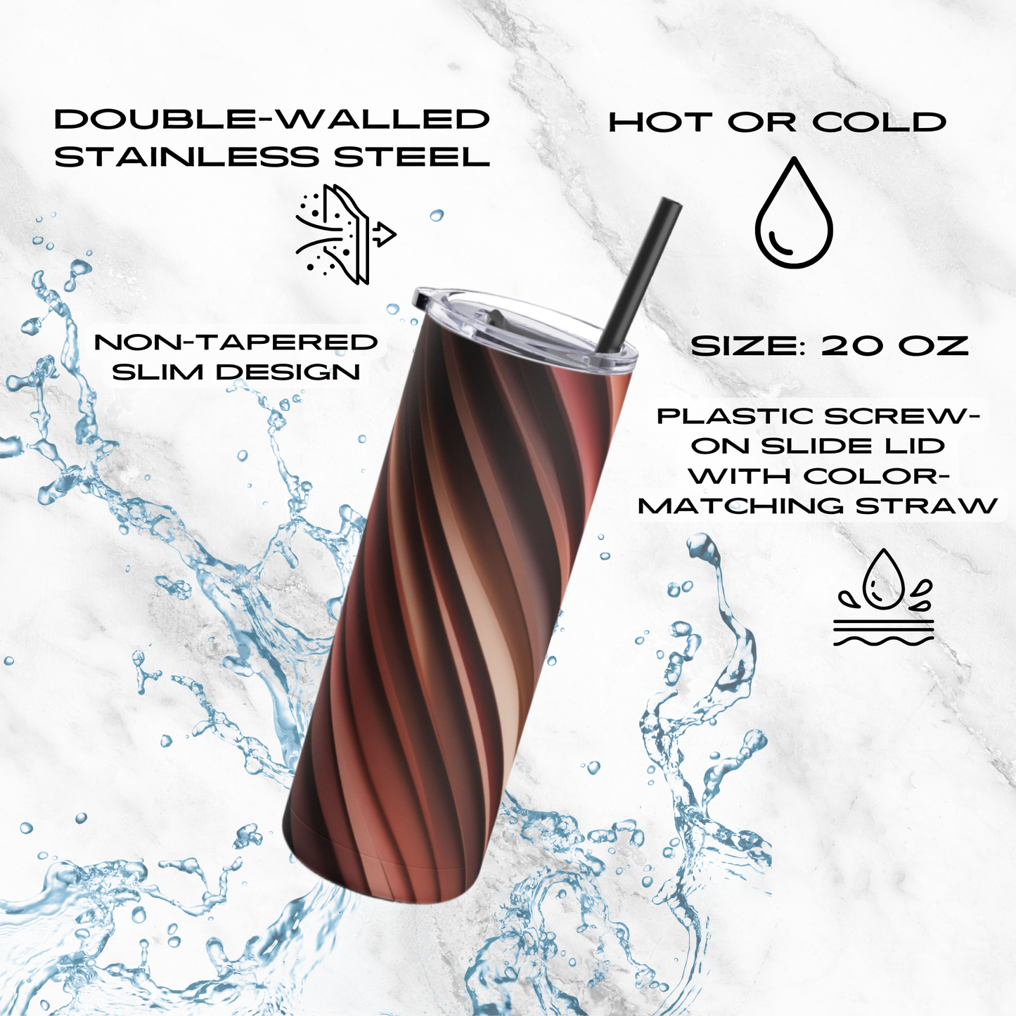 Copper Fold 20oz Skinny Tumbler - With Straw