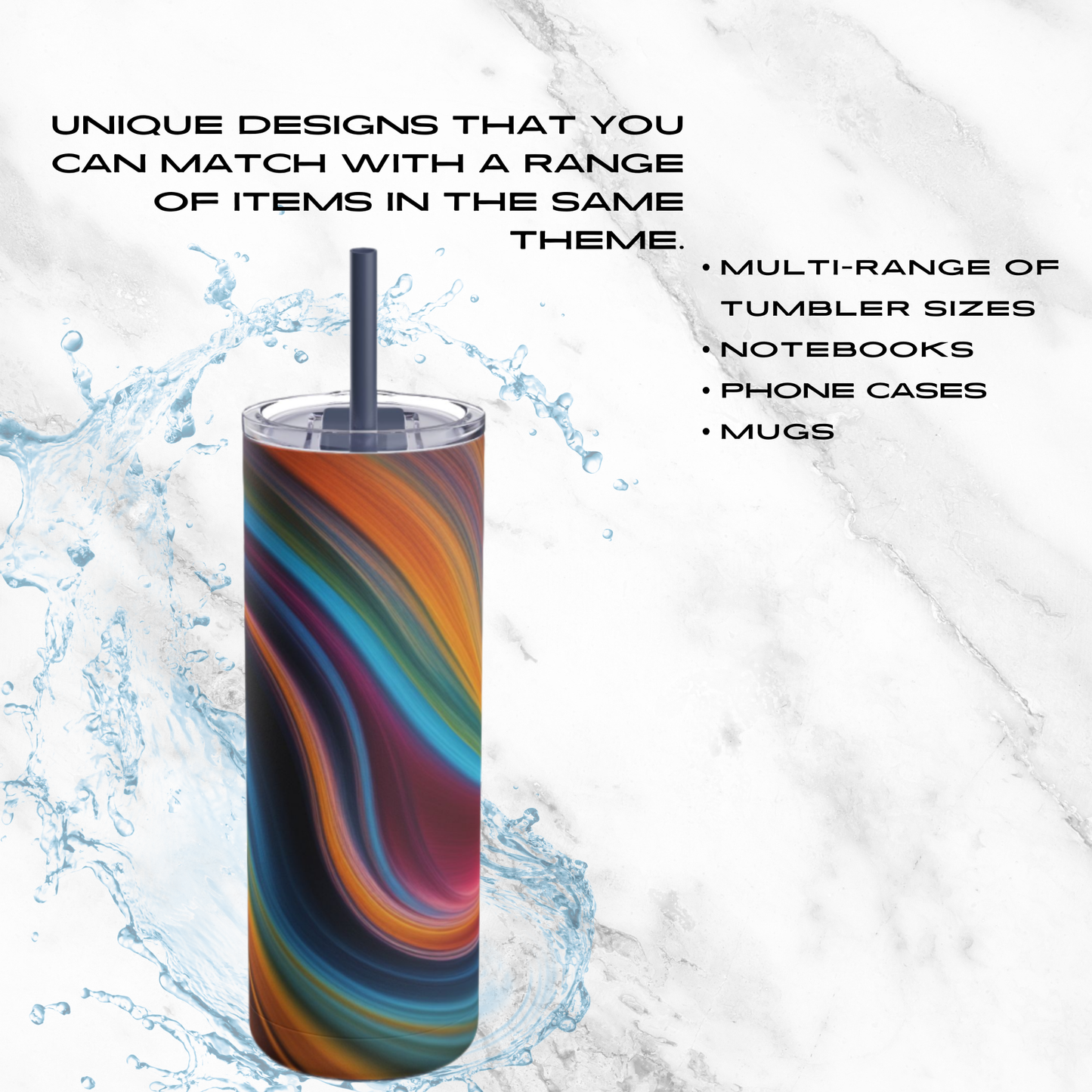 Cosmic Waves 20oz Skinny Tumbler - With Straw