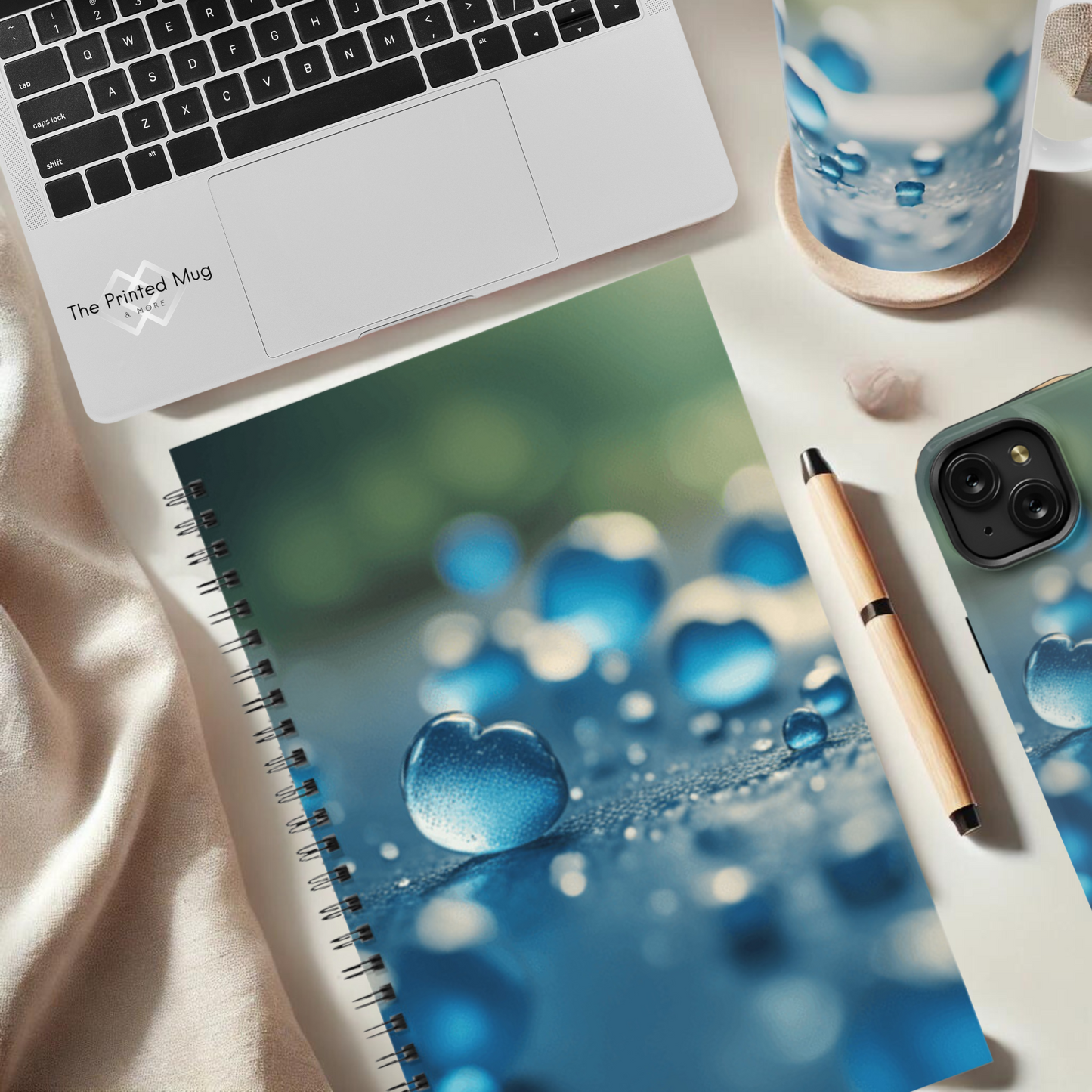Blue Love Drops 5.5"x8.5" Hardcover Notebook