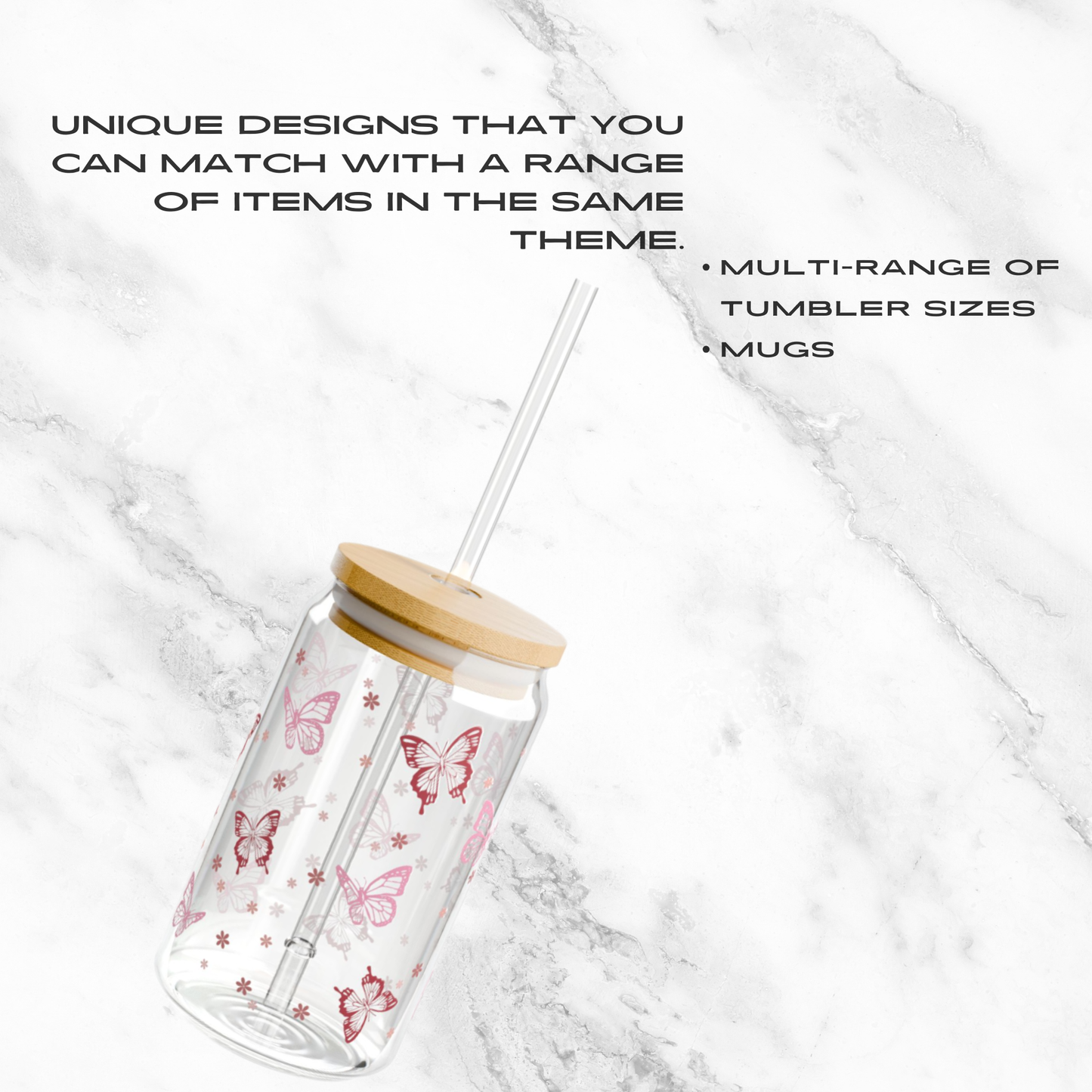 Butterfly Garden 16oz Glass Tumbler | Soda Can