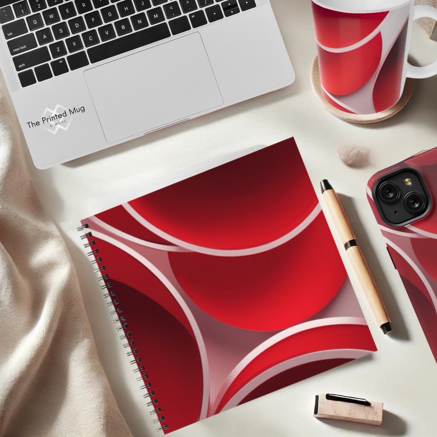 Crimson Curls 8.5"x8.5" Hardcover Notebook