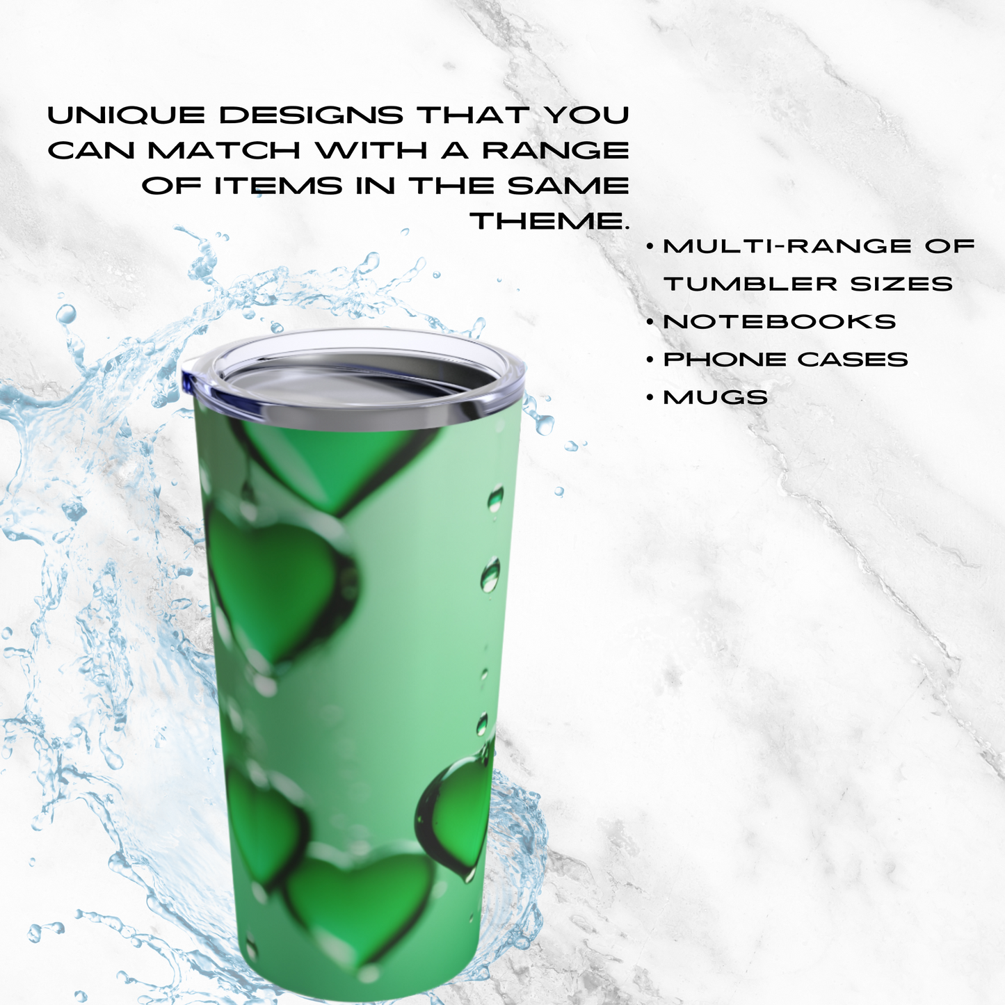 Emerald Heart Drops 20oz Tumbler