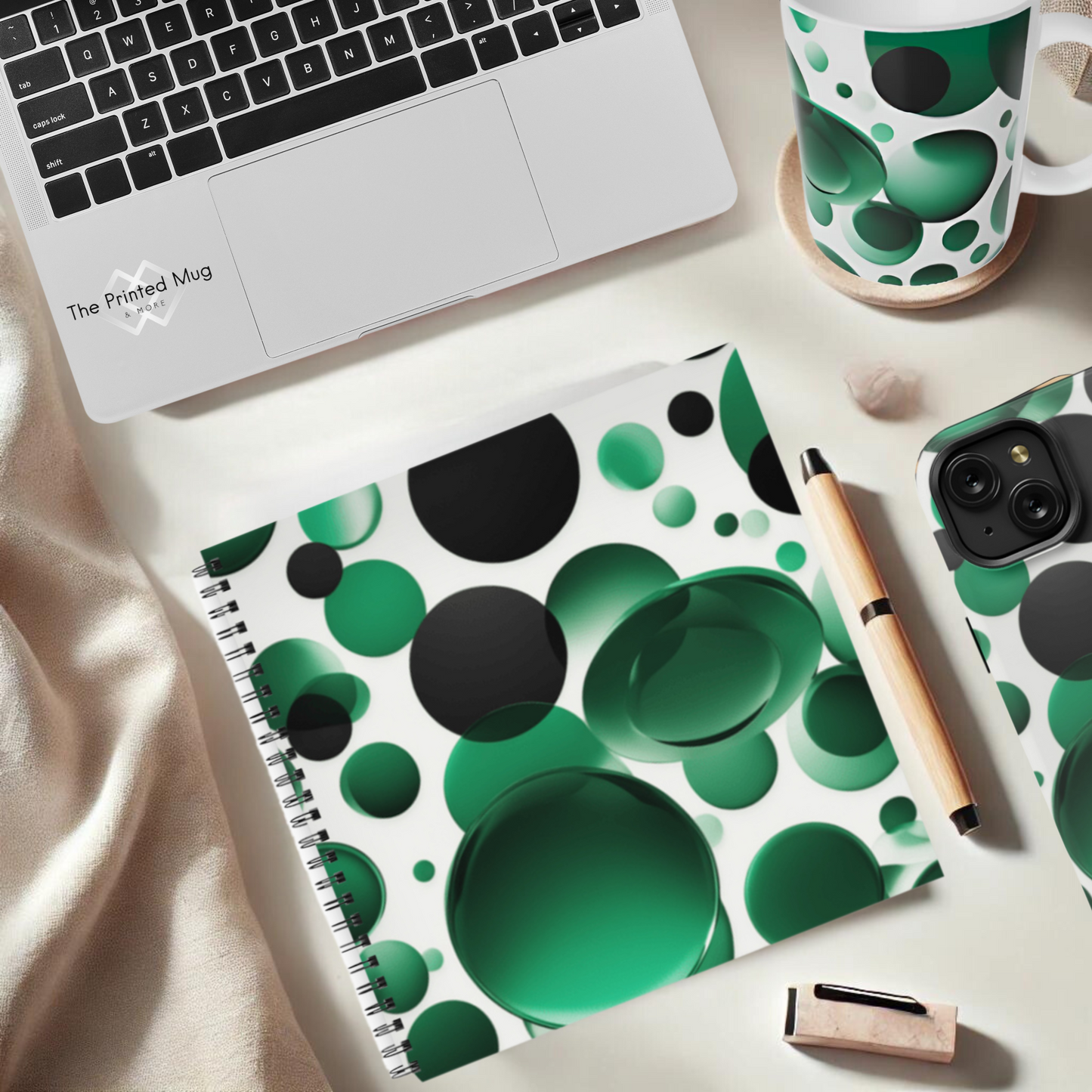 Emerald Bubbles 8.5"x8.5" Hardcover Notebook