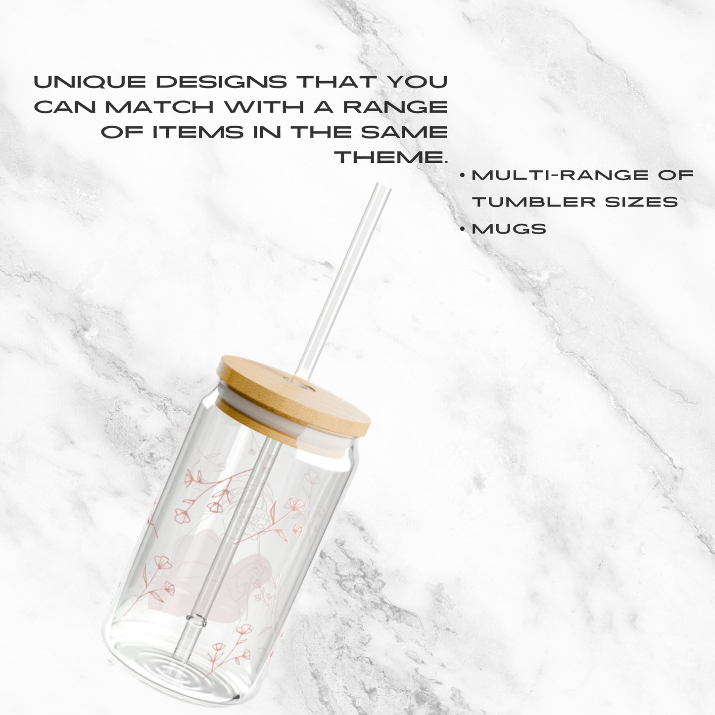 Floral Whispers 16oz Glass Tumbler | Soda Can
